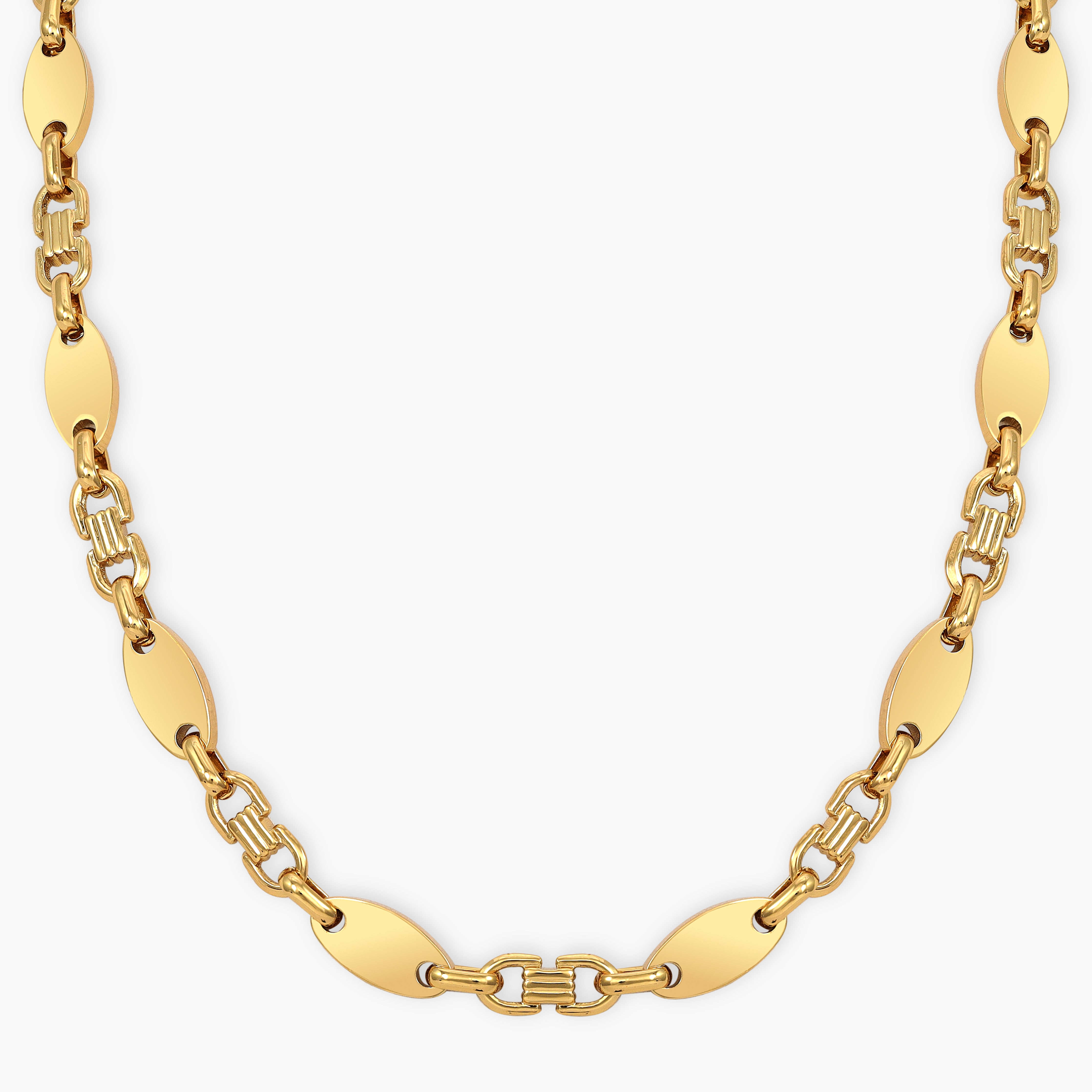 Set Plattenkette 6mm breit aus Edelstahl 18K Vergoldet - Taipan Schmuck