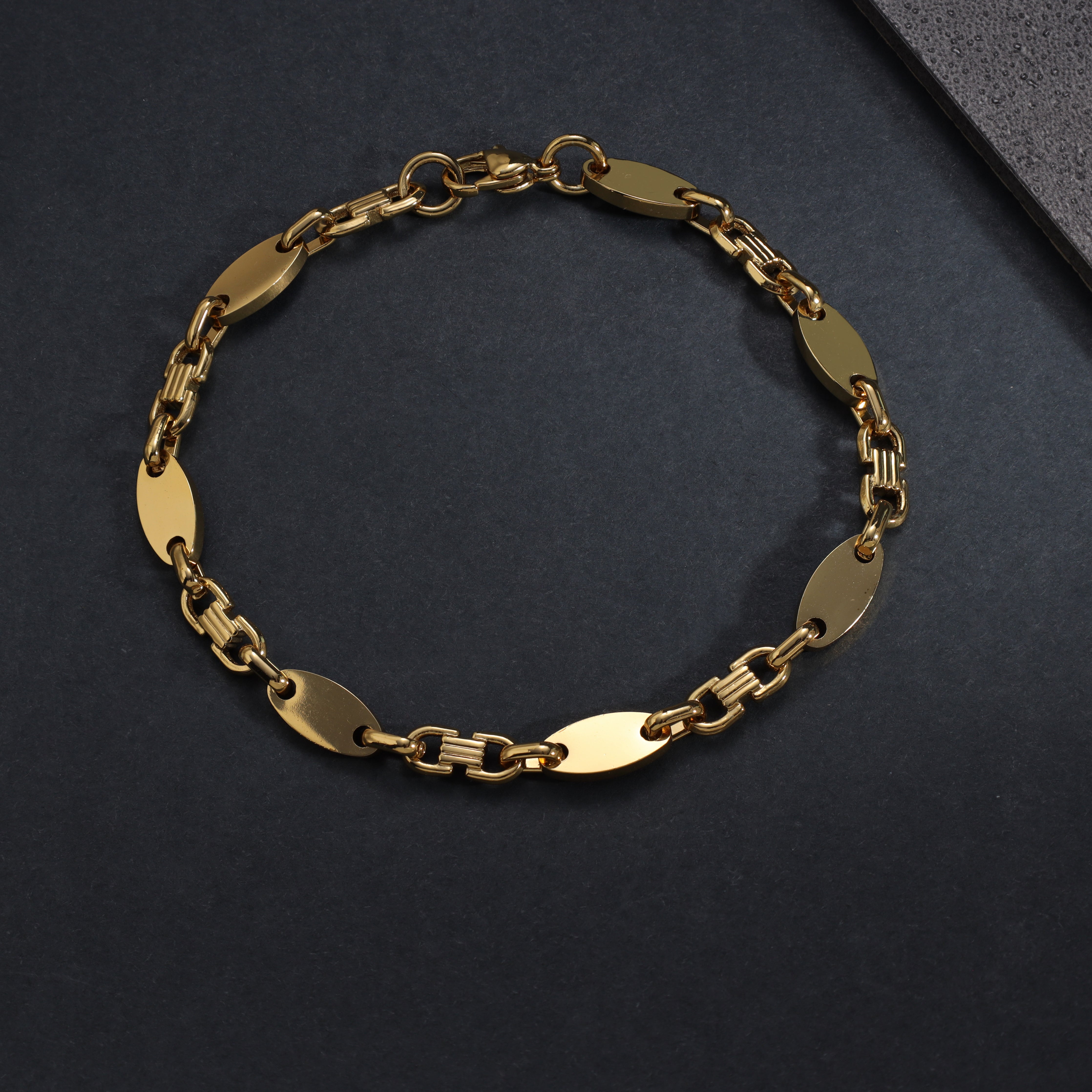 Set Plattenkette 6mm breit aus Edelstahl 18K Vergoldet - Taipan Schmuck