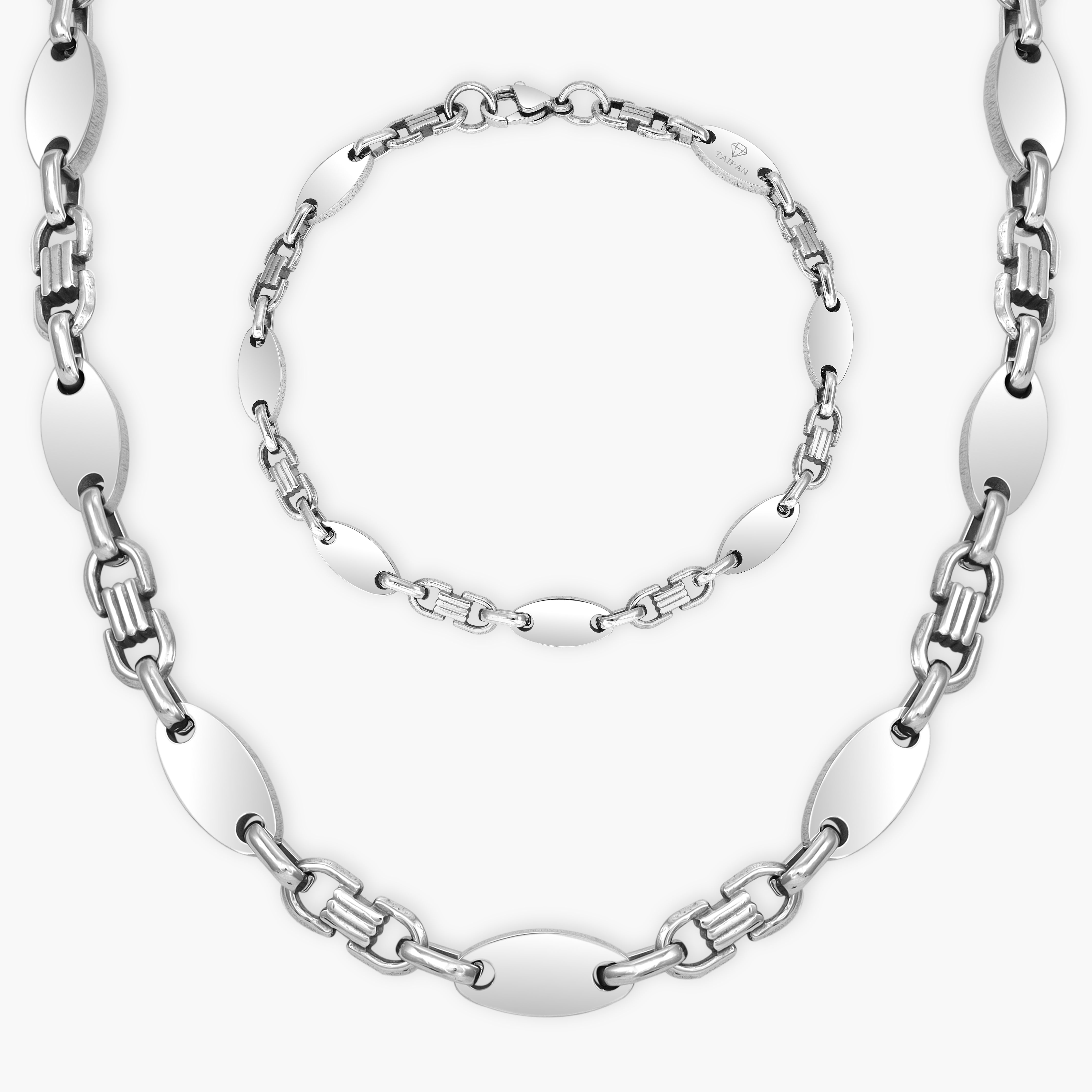 Set Plattenkette 6mm breit aus Edelstahl - Taipan Schmuck