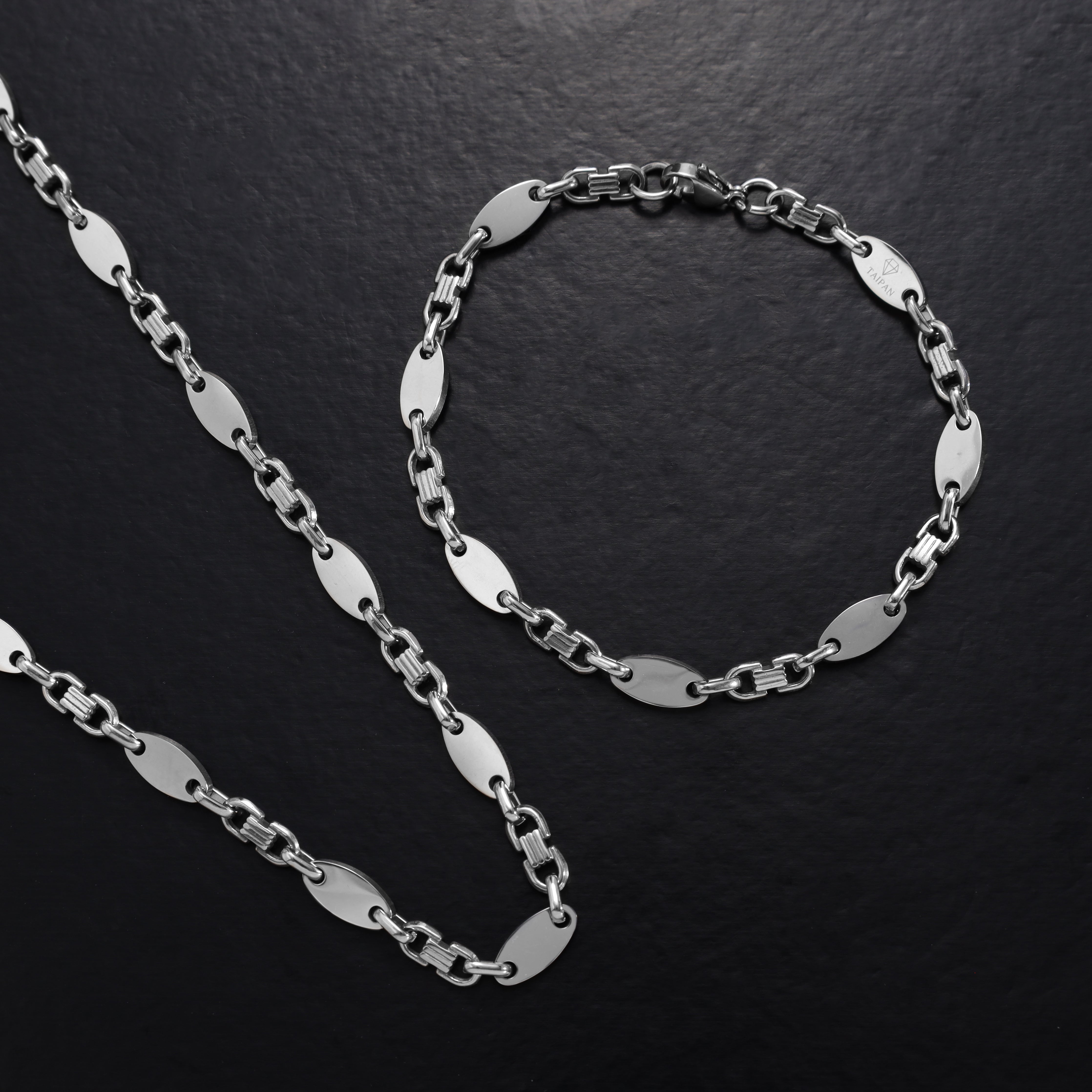 Set Plattenkette 6mm breit aus Edelstahl - Taipan Schmuck