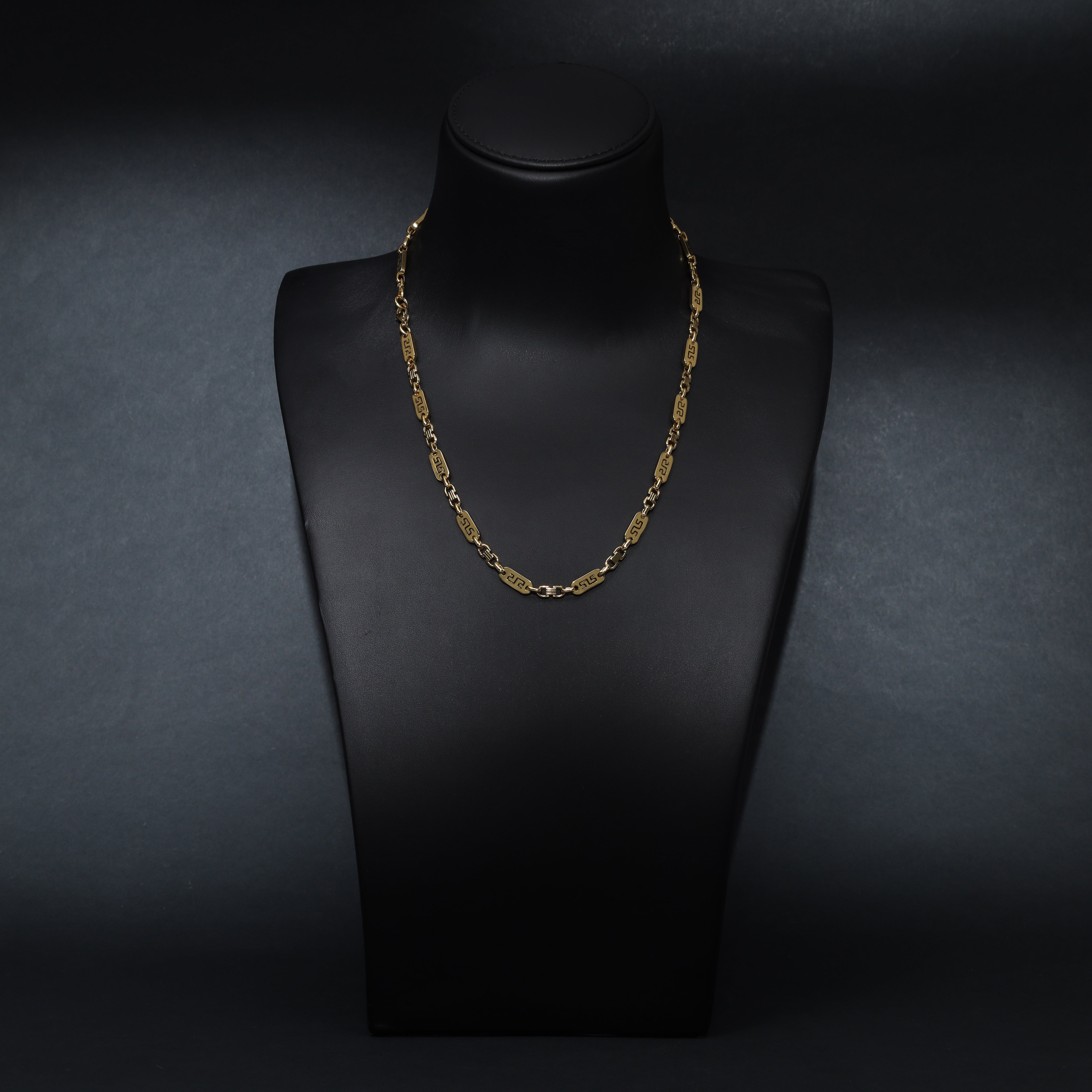 Set Plattenkette Greek design 6mm breit aus Edelstahl 18K Vergoldet - Taipan Schmuck