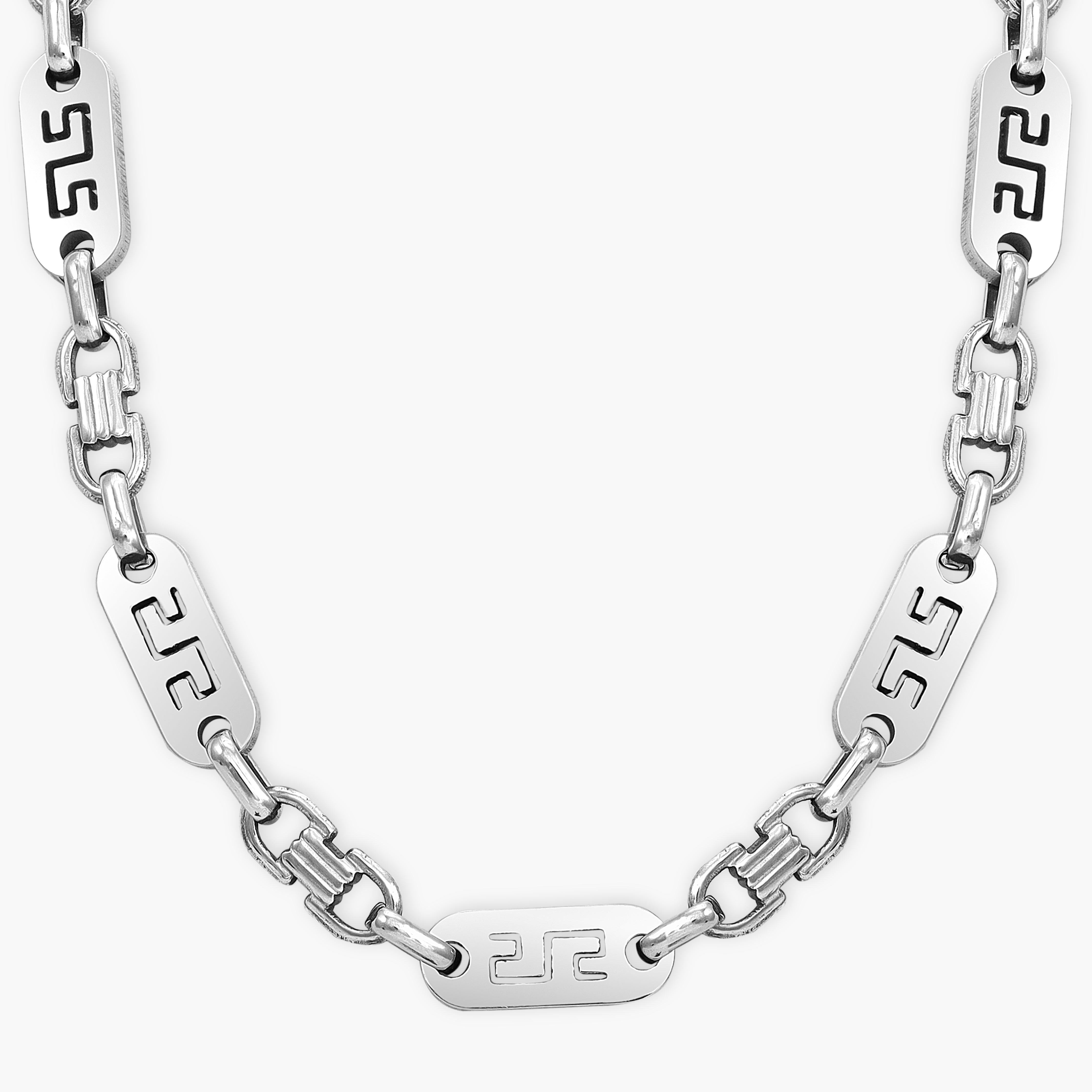 Set Plattenkette Greek Design 6mm breit aus Edelstahl