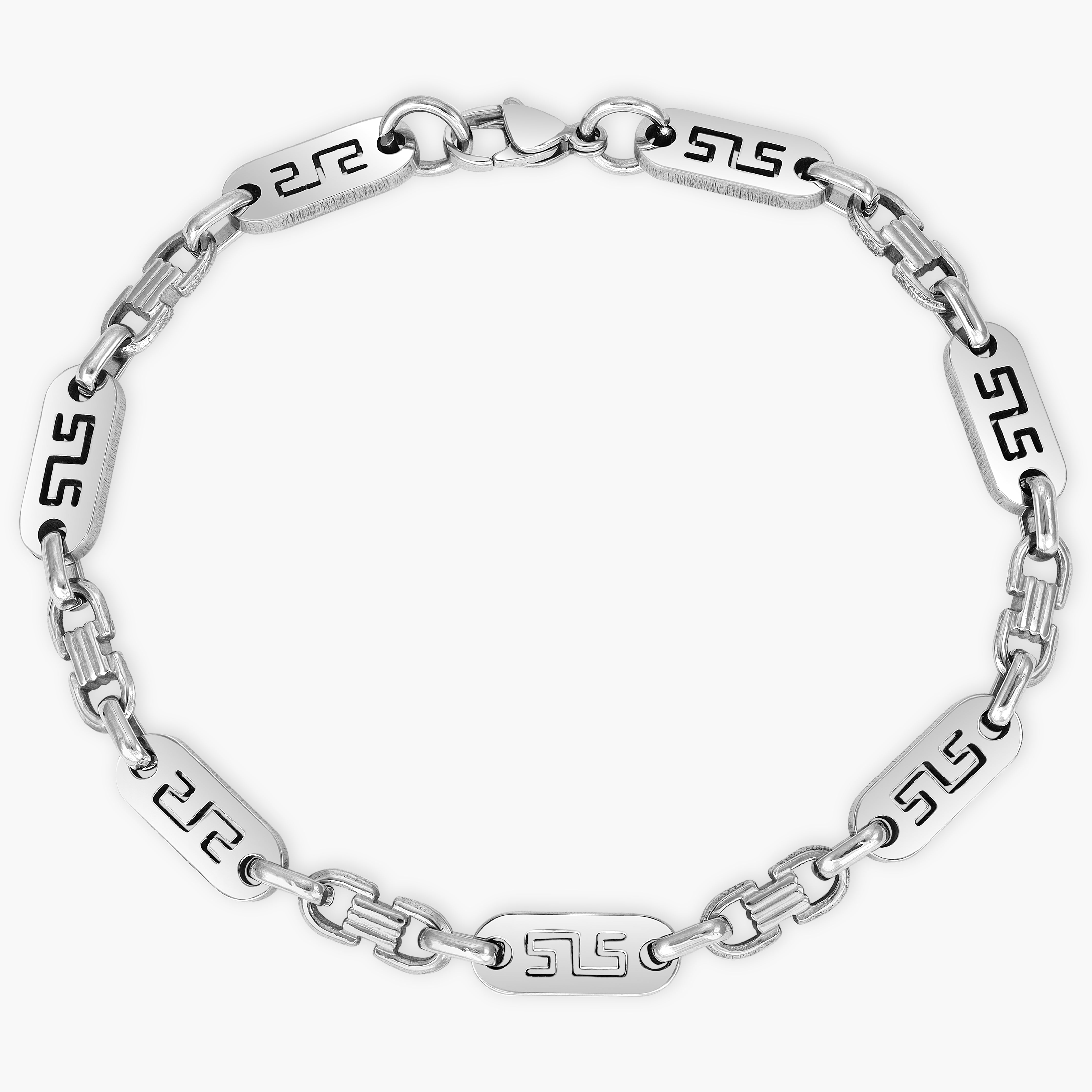 Set Plattenkette Greek Design 6mm breit aus Edelstahl