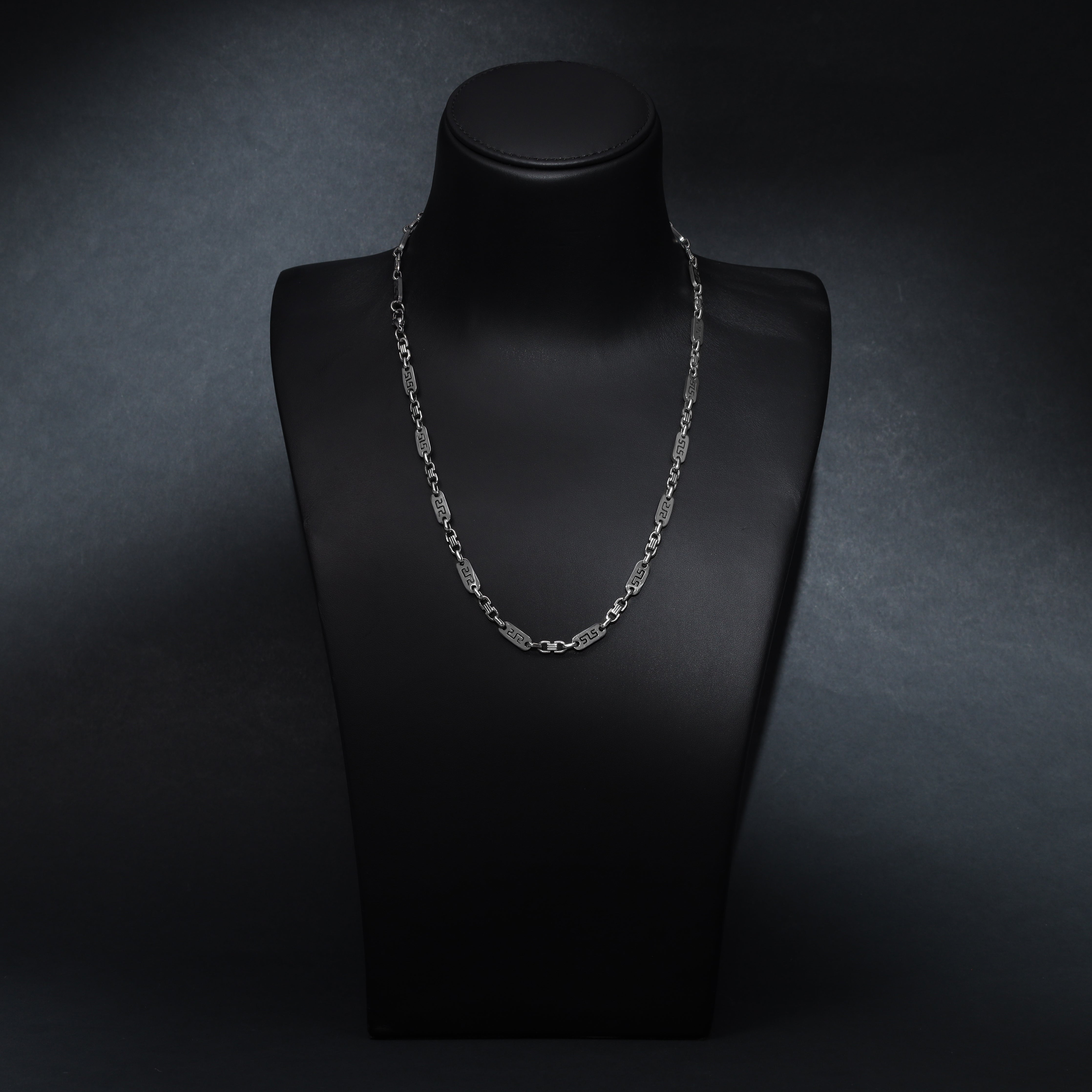 Set Plattenkette Greek Design 6mm breit aus Edelstahl