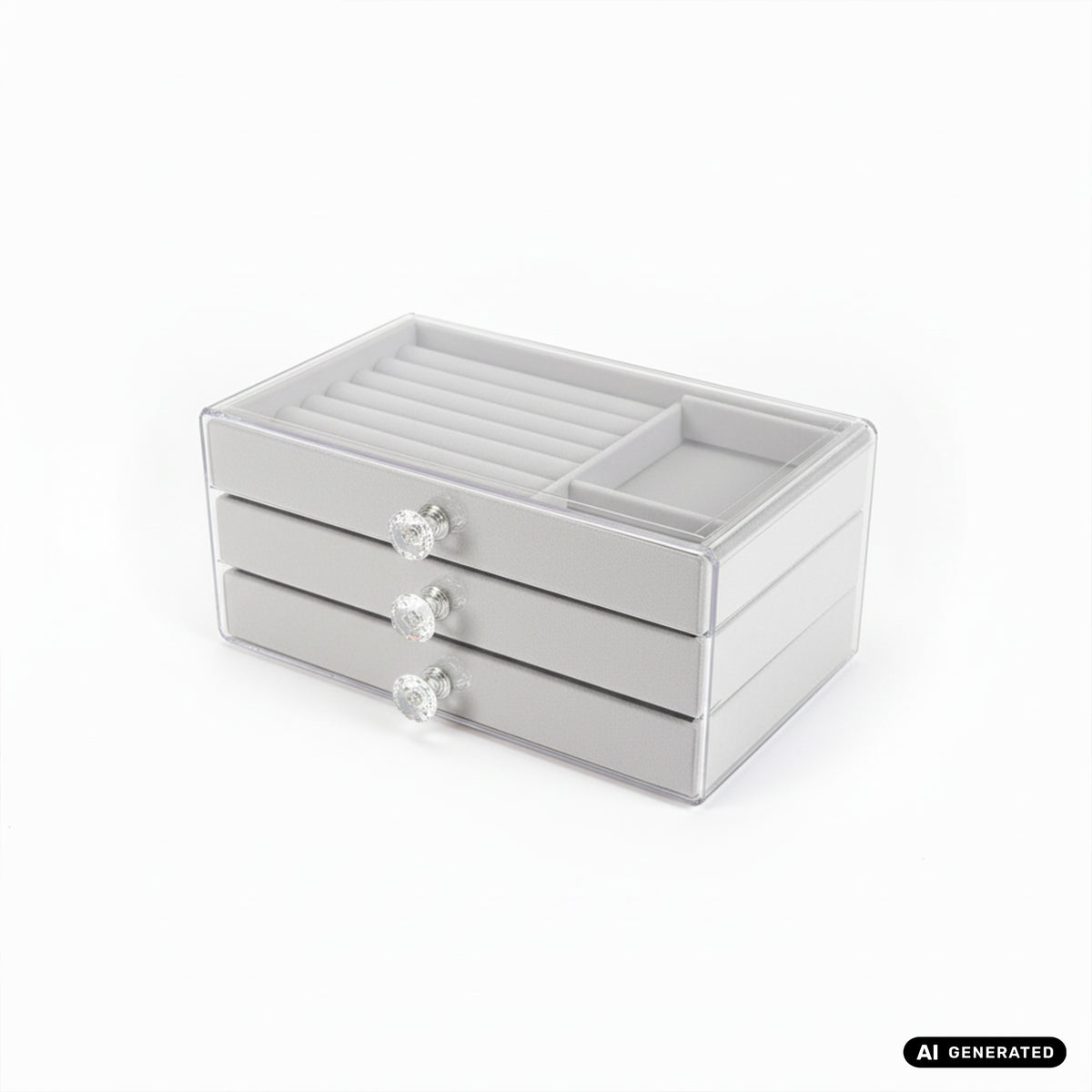 Schöne Acrylic 3-Schubladen Box in grau Schmuckbox Schmuckschatulle