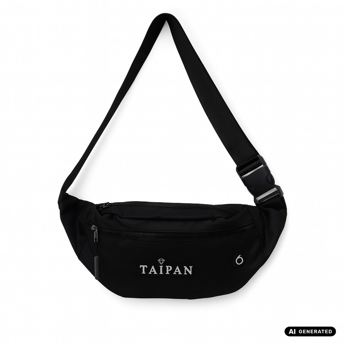 Bauchtasche lang in schwarz mit 3 Fächern crossbody bag Umhängetasche
