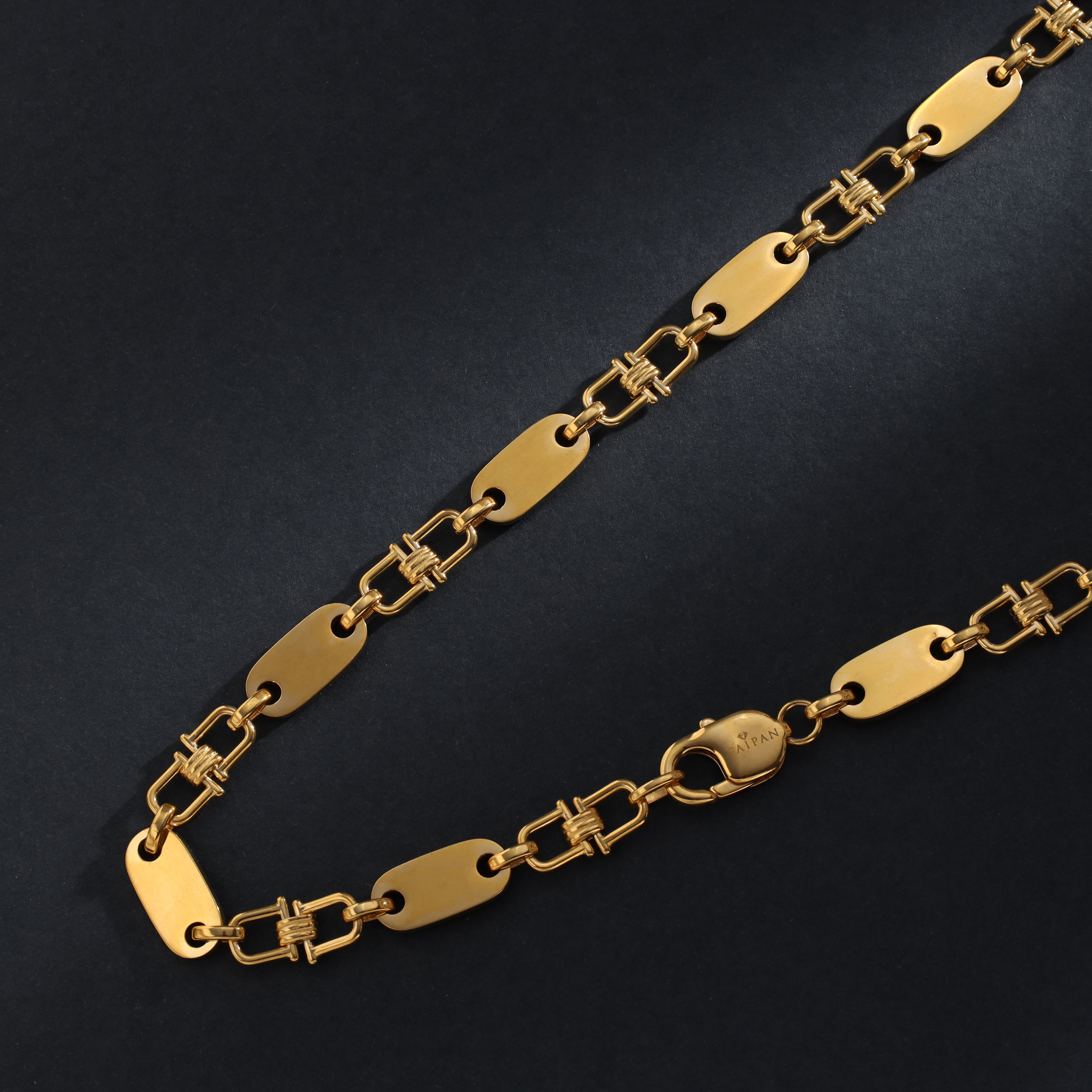 8,5mm Plattenkette aus Edelstahl 18K Vergoldet - Taipan Schmuck