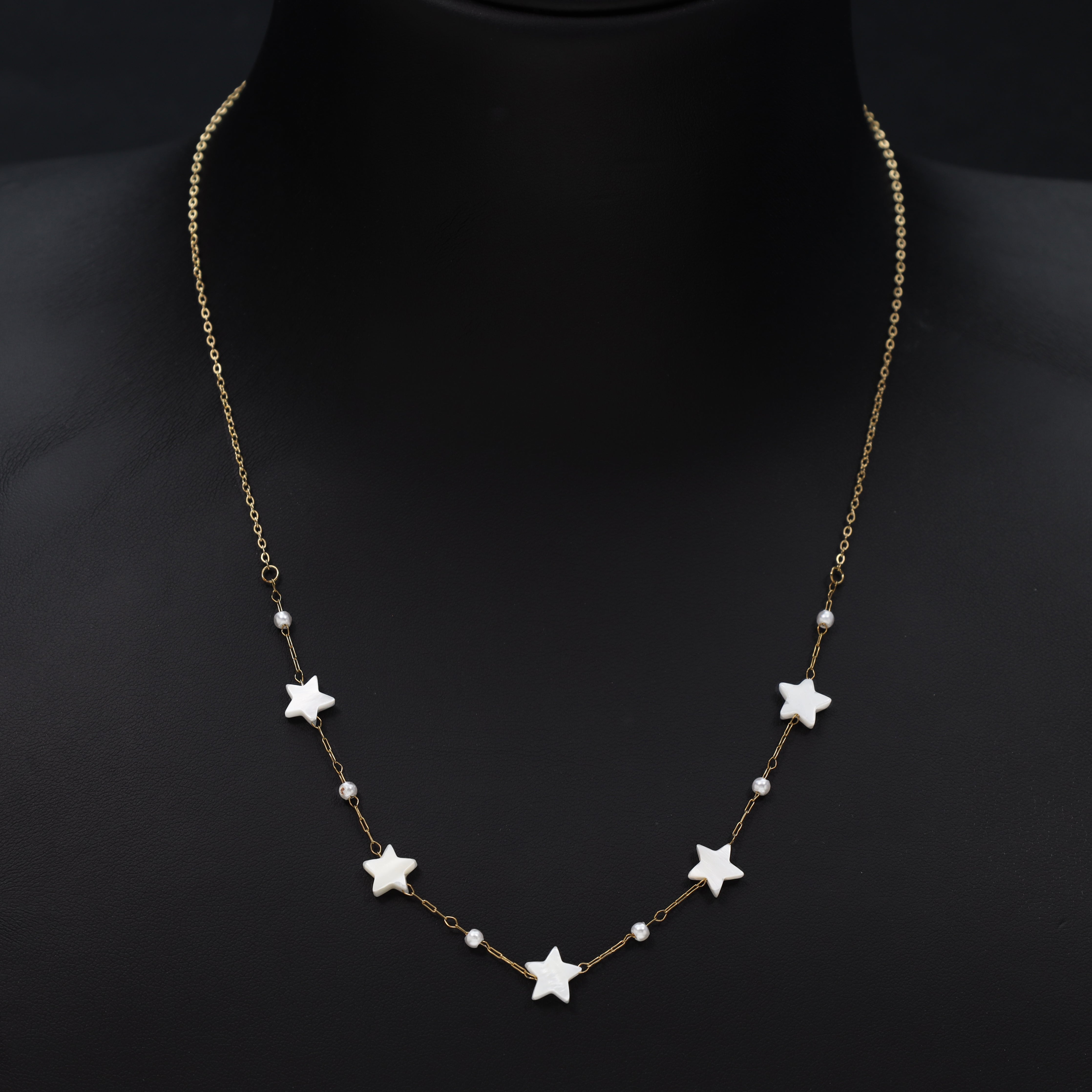 Damen Ankerkette mit Stern 1mm aus Edelstahl 18K Vergoldet - Taipan Schmuck