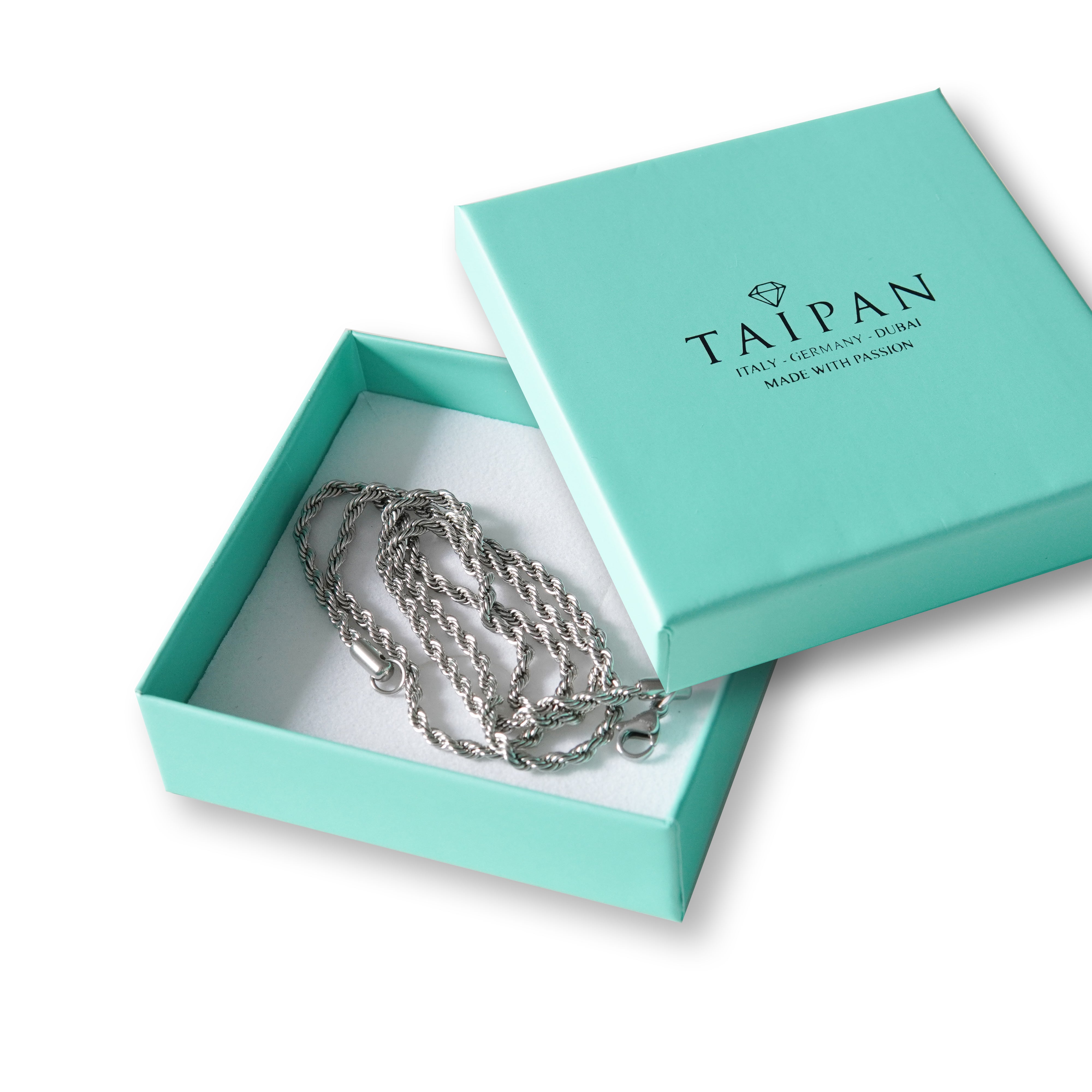 Schachtel / Geschenkbox + Putztuch Türkis - Taipan Schmuck