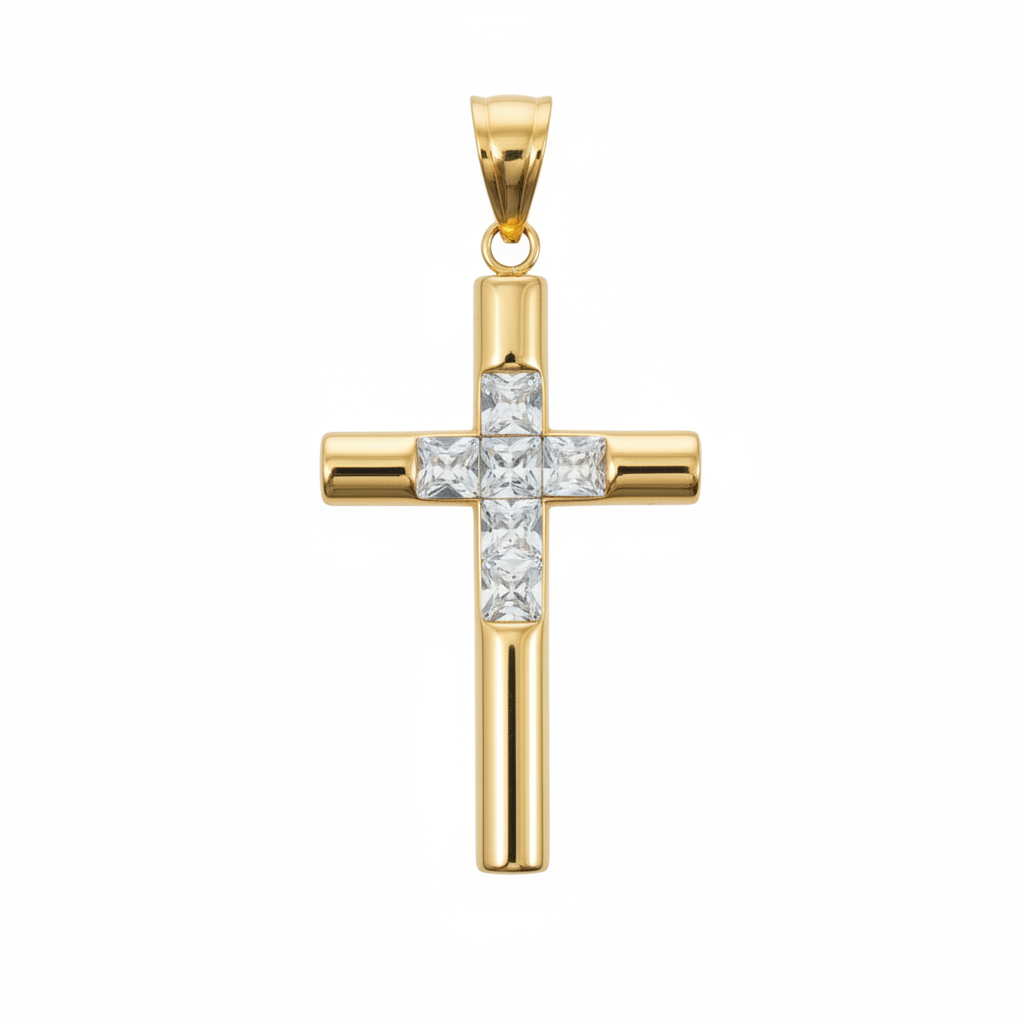 Gold Rohrkreuz Anhänger Studiofoto DSC08489