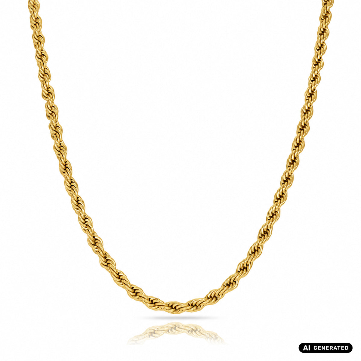 Set - Kette + Armband 5mm Kordelkette Rope Chain aus Edelstahl vergoldet