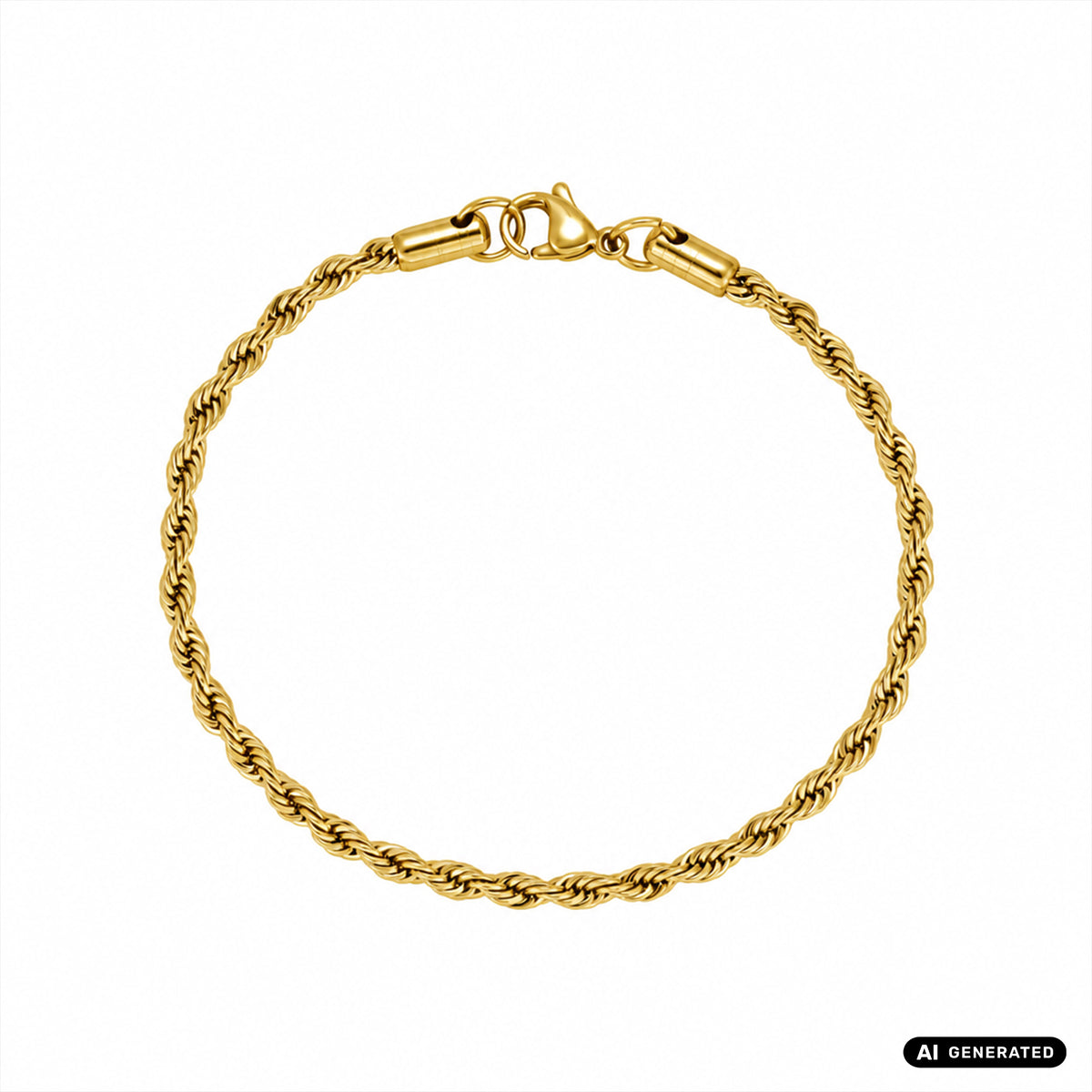 Set - Kette + Armband 3mm Kordelkette Rope Chain aus Edelstahl vergoldet - Taipan Schmuck
