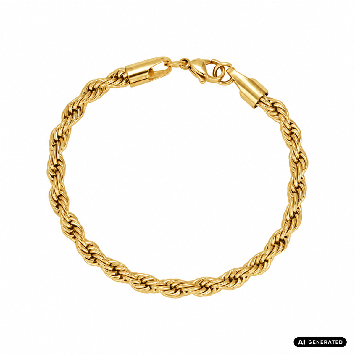 5mm Rope Chain Kordelkette Armband aus Edelstahl vergoldet - Taipan Schmuck