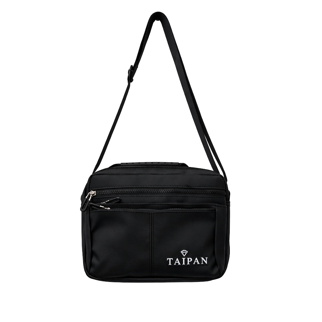 Umhängetasche in schwarz mit 5 Fächern crossboday bag Bauchtasche