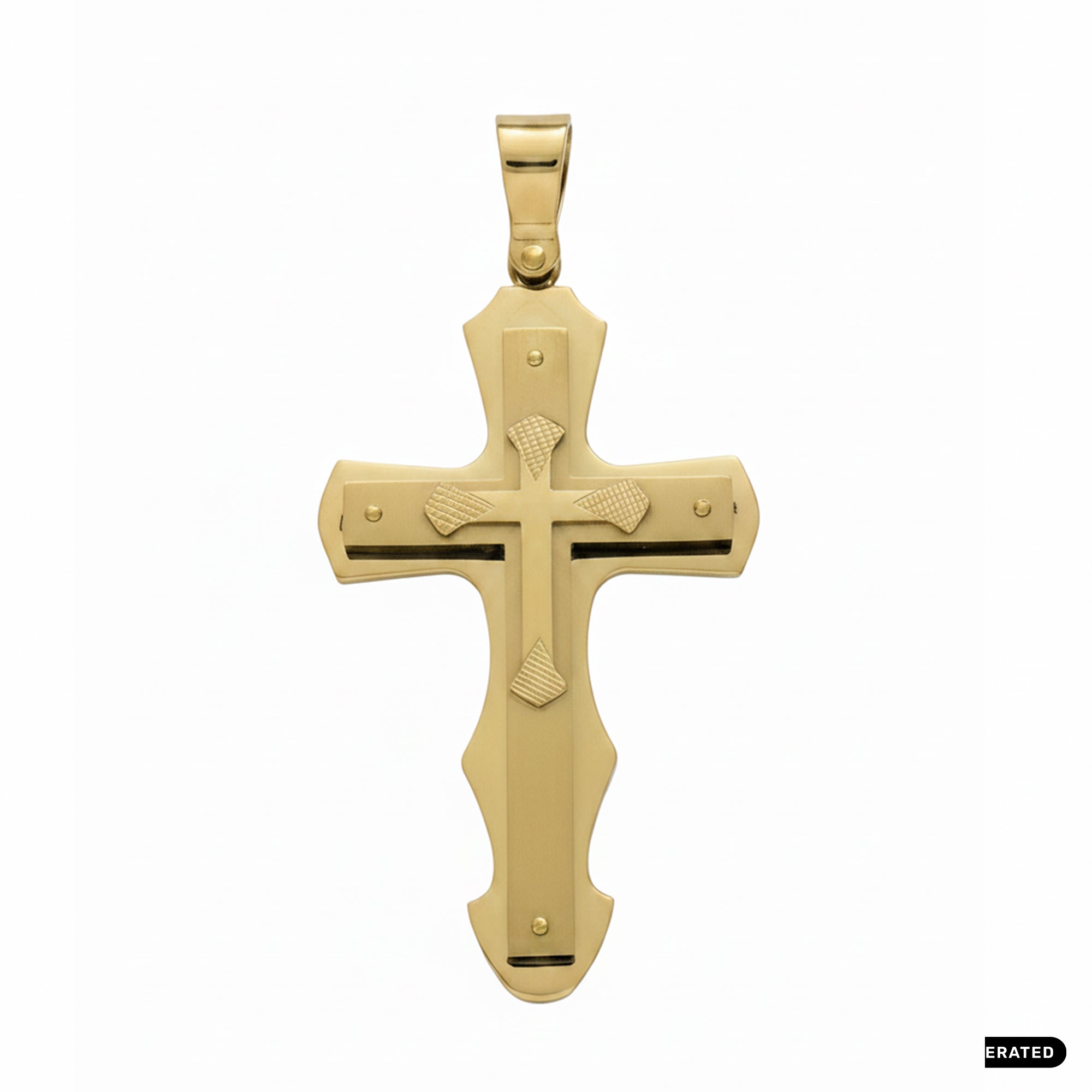 Großer Kreuz Anhänger aus Edelstahl vergoldet