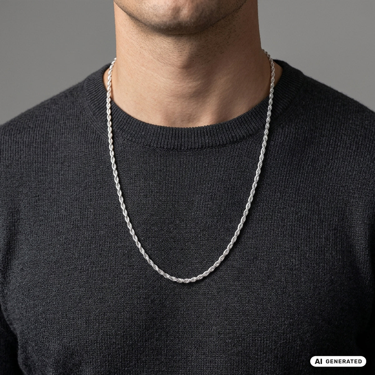 Kordelkette 2,3mm aus 925 Silber – Rope Chain diamantiert