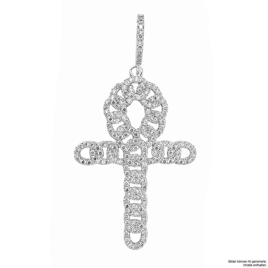 Kreuz Anhänger iced out aus 925 Sterlingsilber