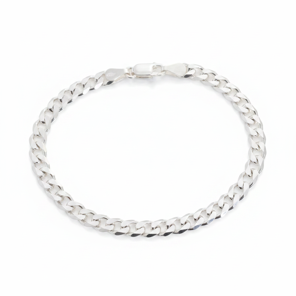 5,8mm 21cm Panzerkette Armband aus 925 Sterlingsilber