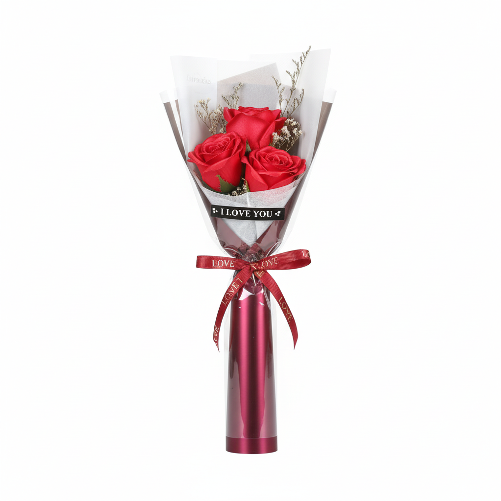 Professional studio product photo of rose bouquet