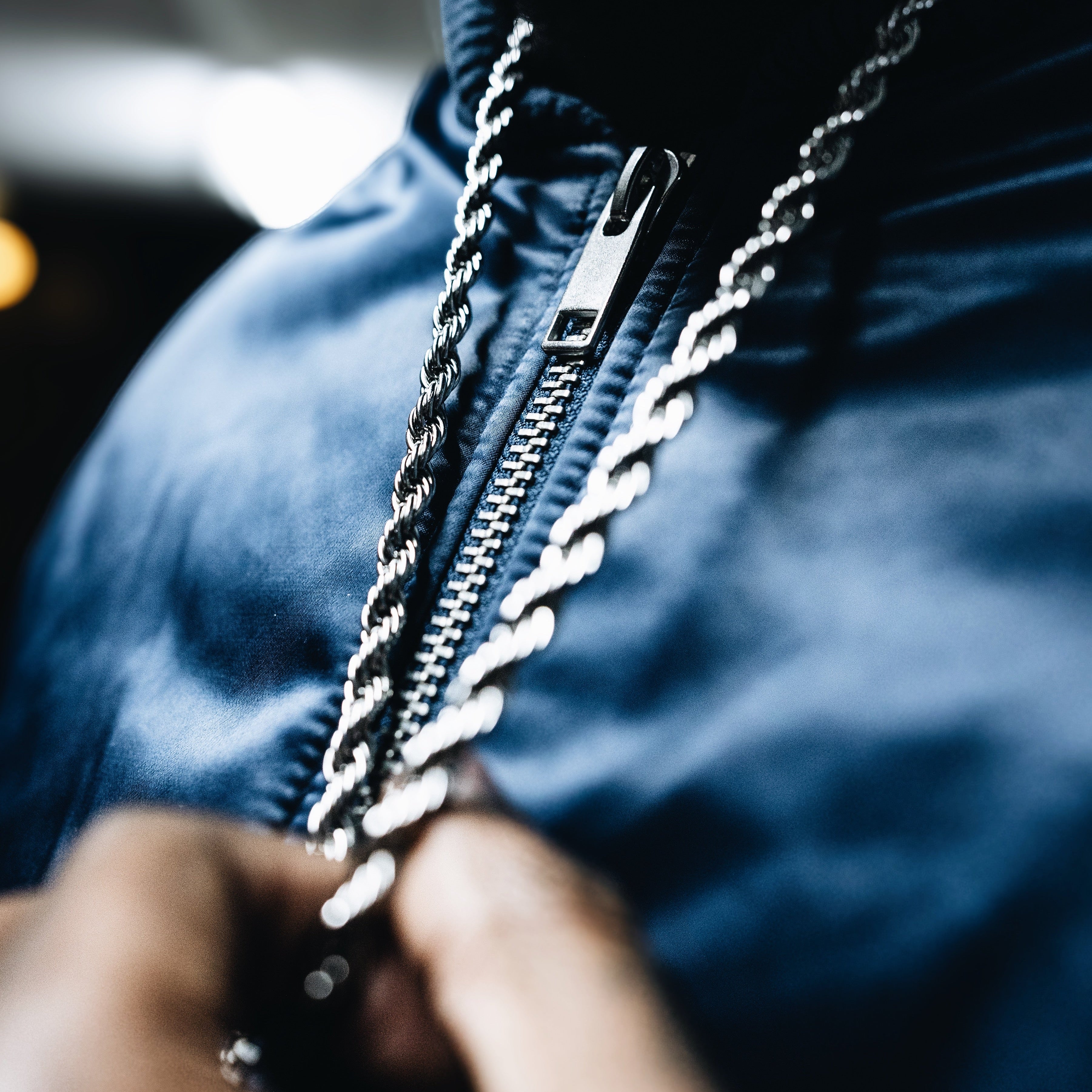 Set - Necklace + Bracelet 7mm Cord Chain Rope Chain made of stainless steel