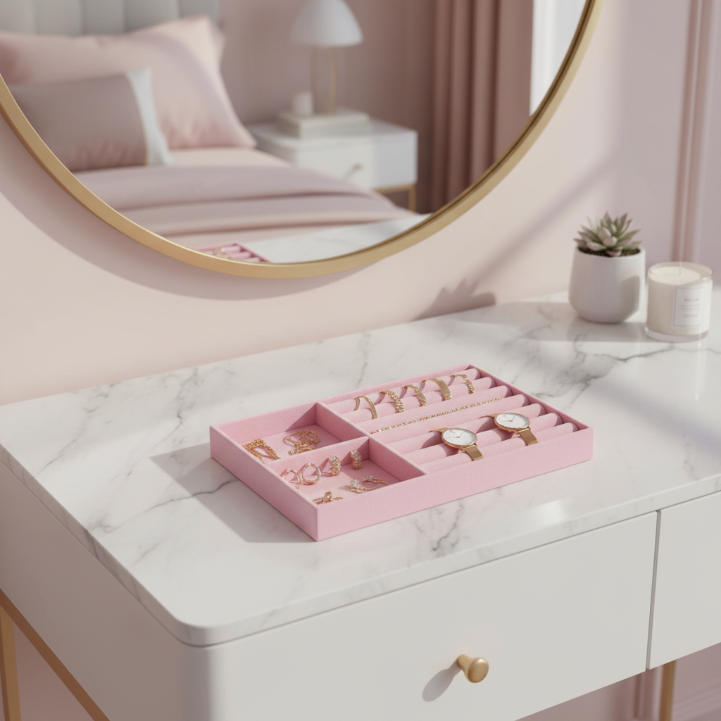 Rosa Schmuckorganizer im modernen Frauenzimmer
