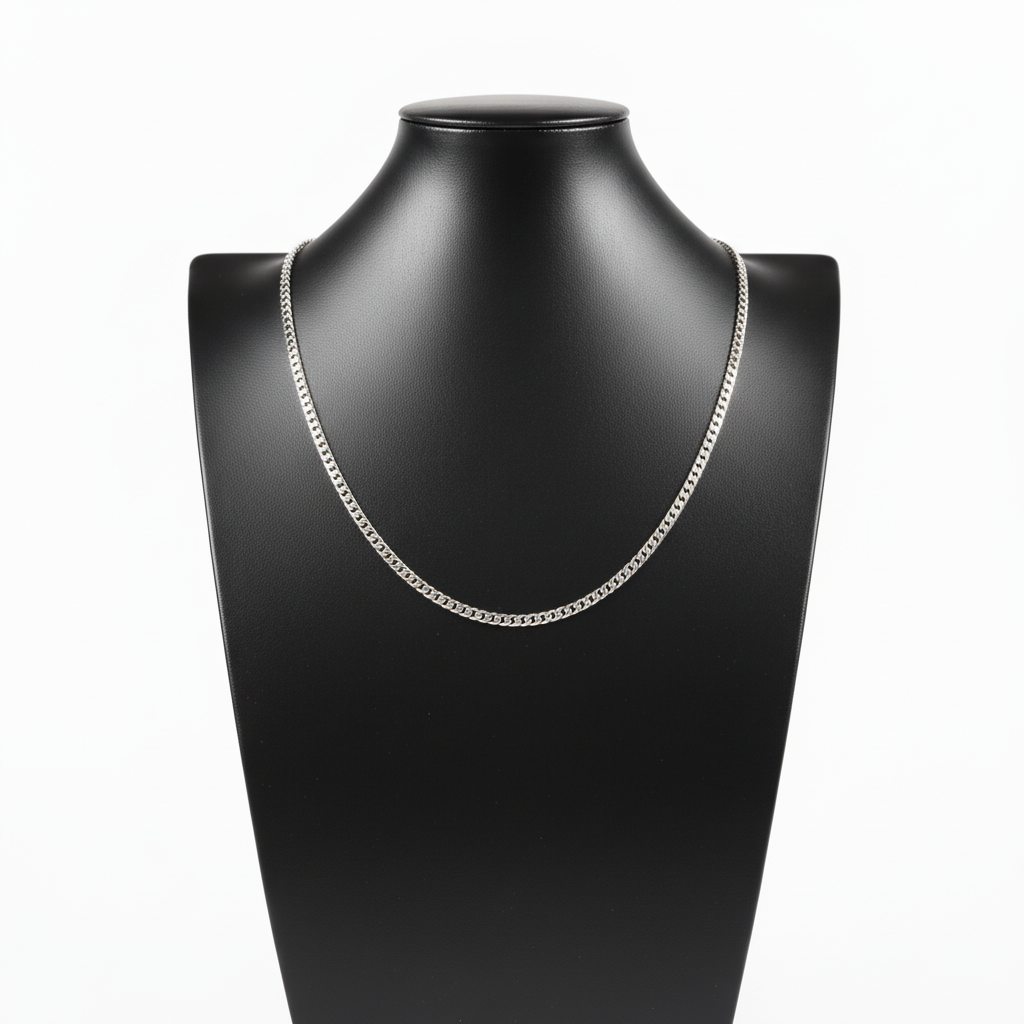 Schwarze Lederbüste mit echter Cuban Link Kette