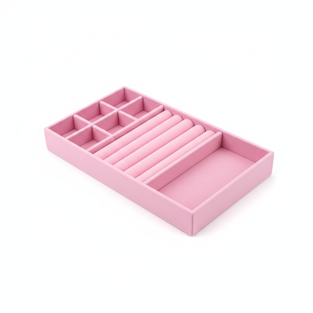 Seitliche Draufsicht rosa Schmuckorganizer