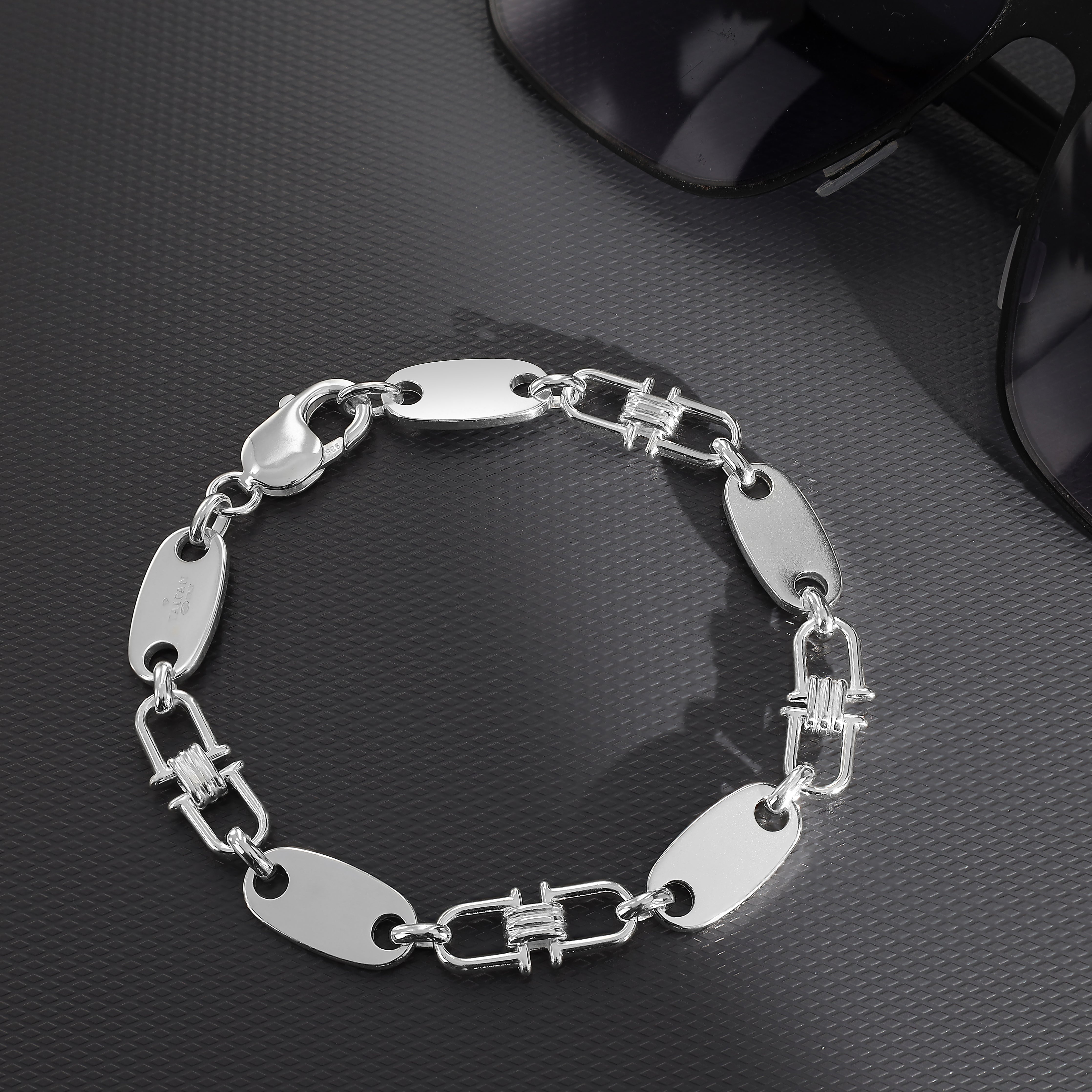 10mm Plattenkette bewegliche Steigbügelkette Armband - 925 Silber - Taipan Schmuck