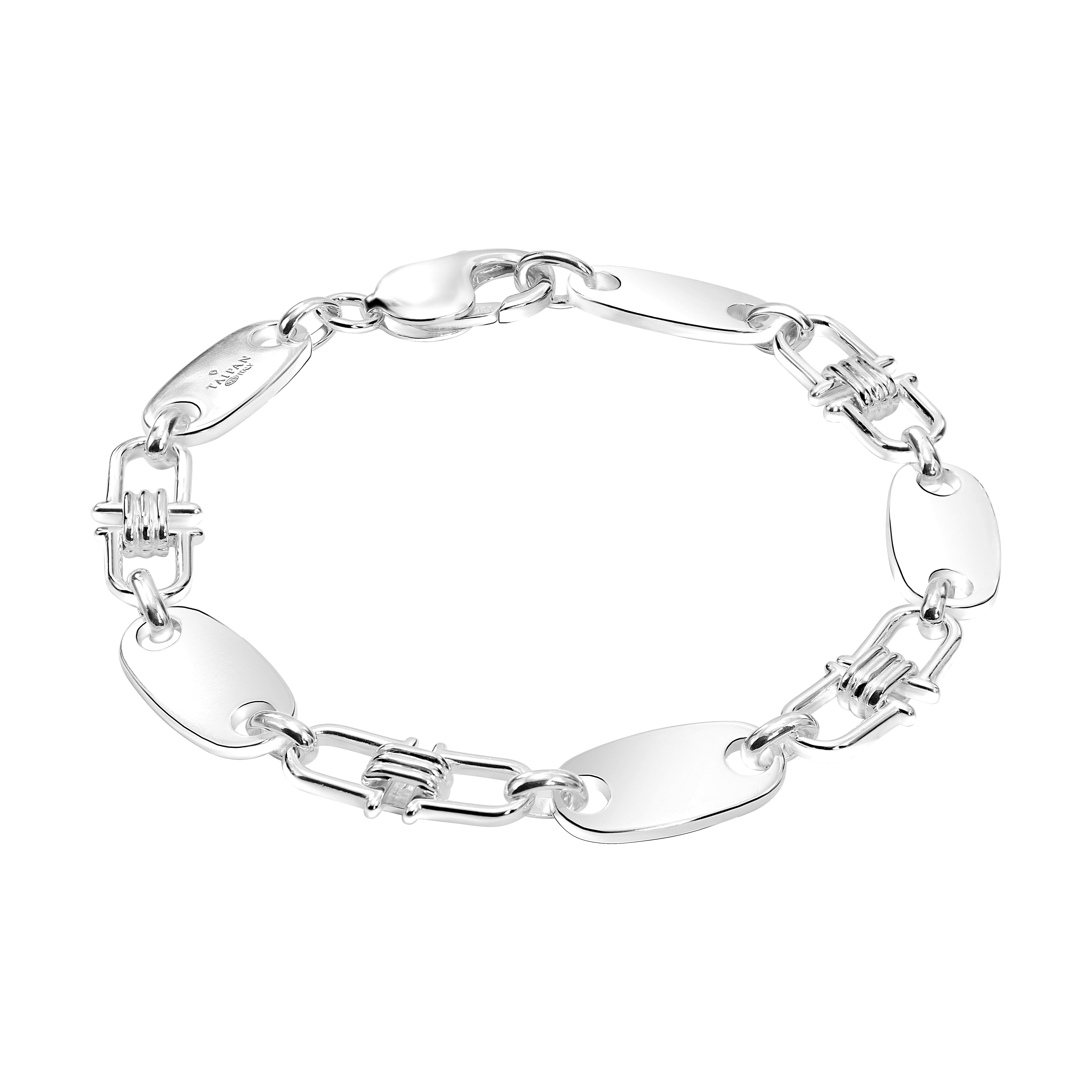 10mm Plattenkette bewegliche Steigbügelkette Armband - 925 Silber - Taipan Schmuck