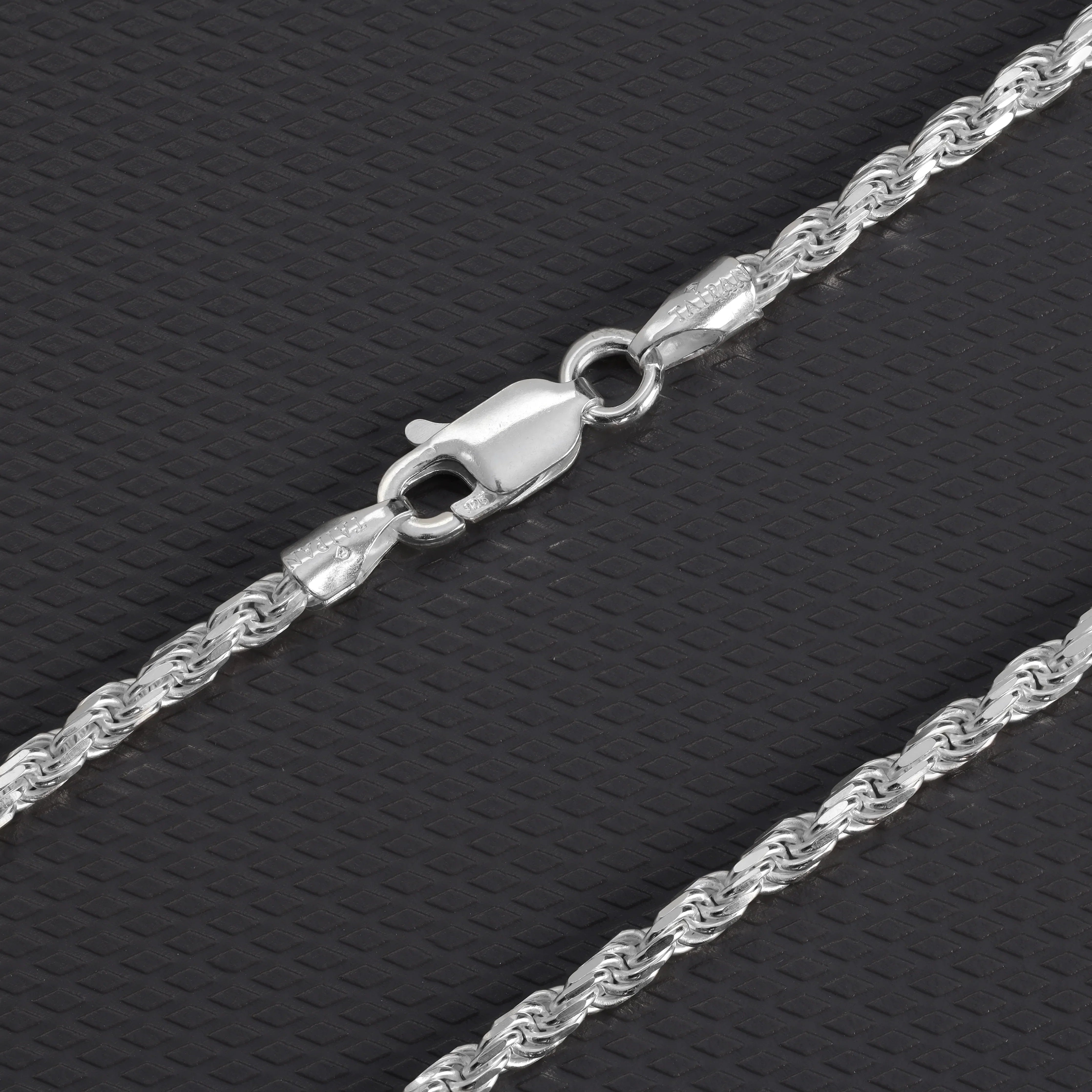 Kordelkette Armband Rope Chain aus 925 Silber in 2,3mm diamantiert - Taipan Schmuck