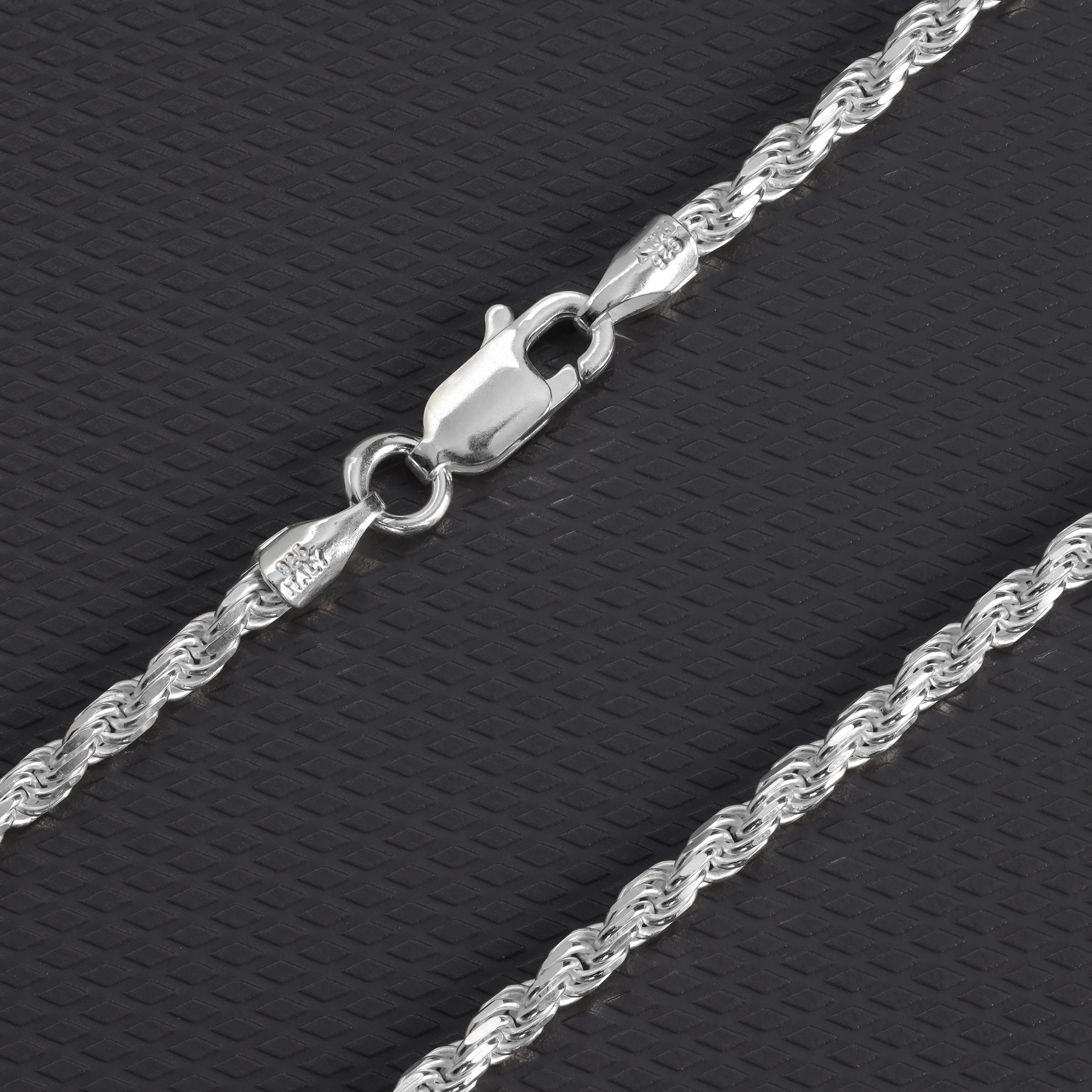 Kordelkette Armband Rope Chain aus 925 Silber in 2,3mm diamantiert - Taipan Schmuck