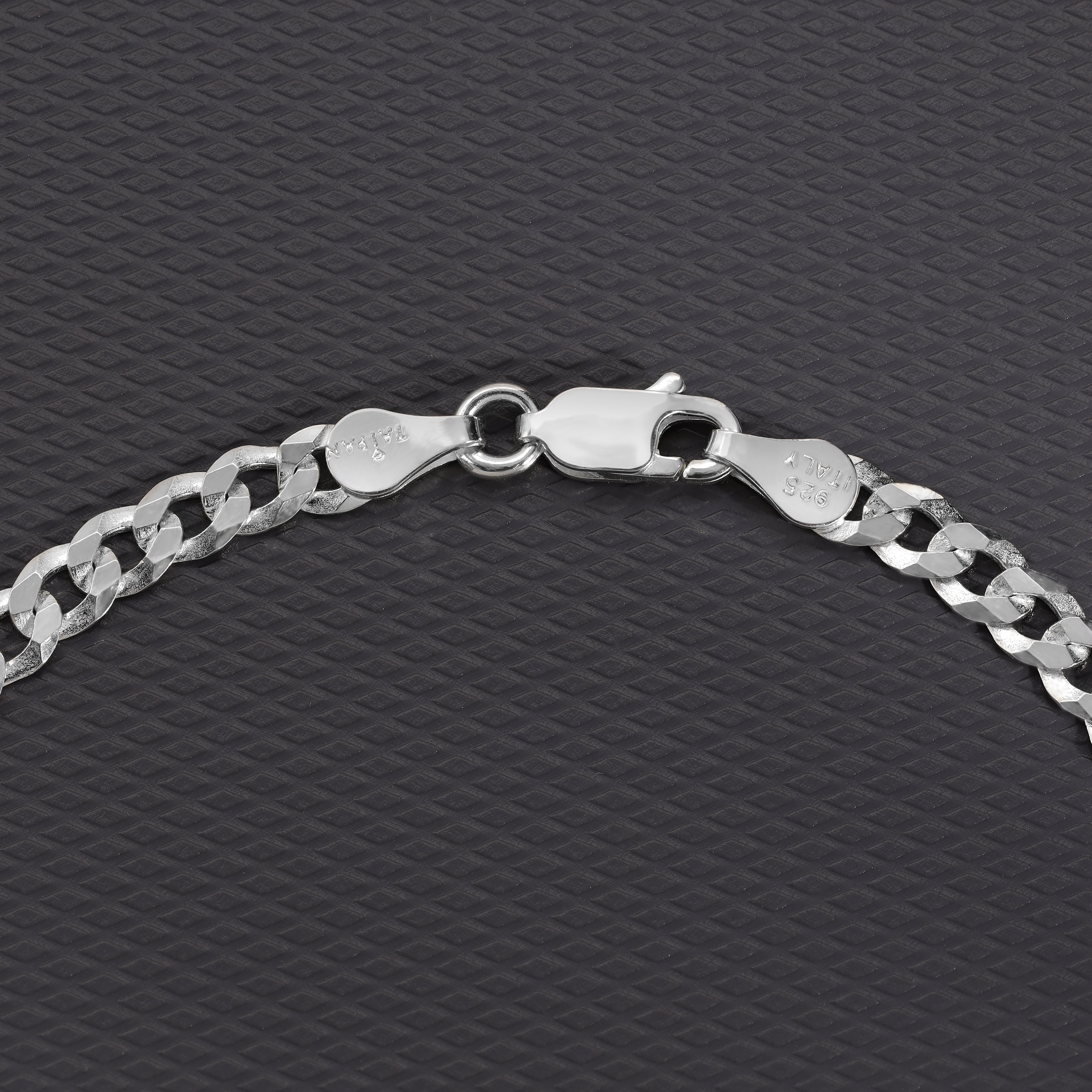 Flache Panzerkette Armband 4mm breit 17cm lang 925 Sterling Silber (B500) - Taipan Schmuck