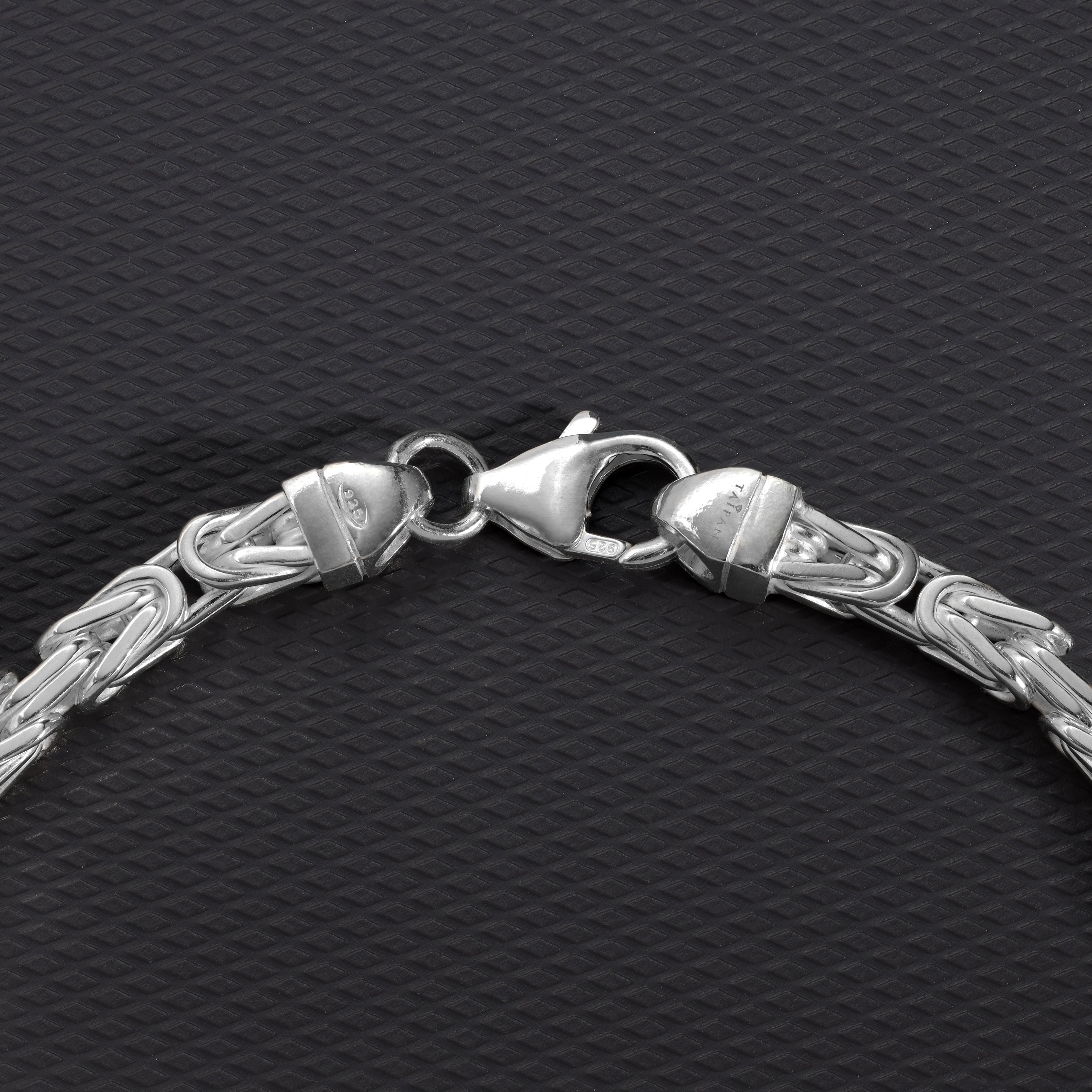 4mm Königskette Armband - 925 Silber massiv vierkant hochglanzpoliert - Taipan Schmuck
