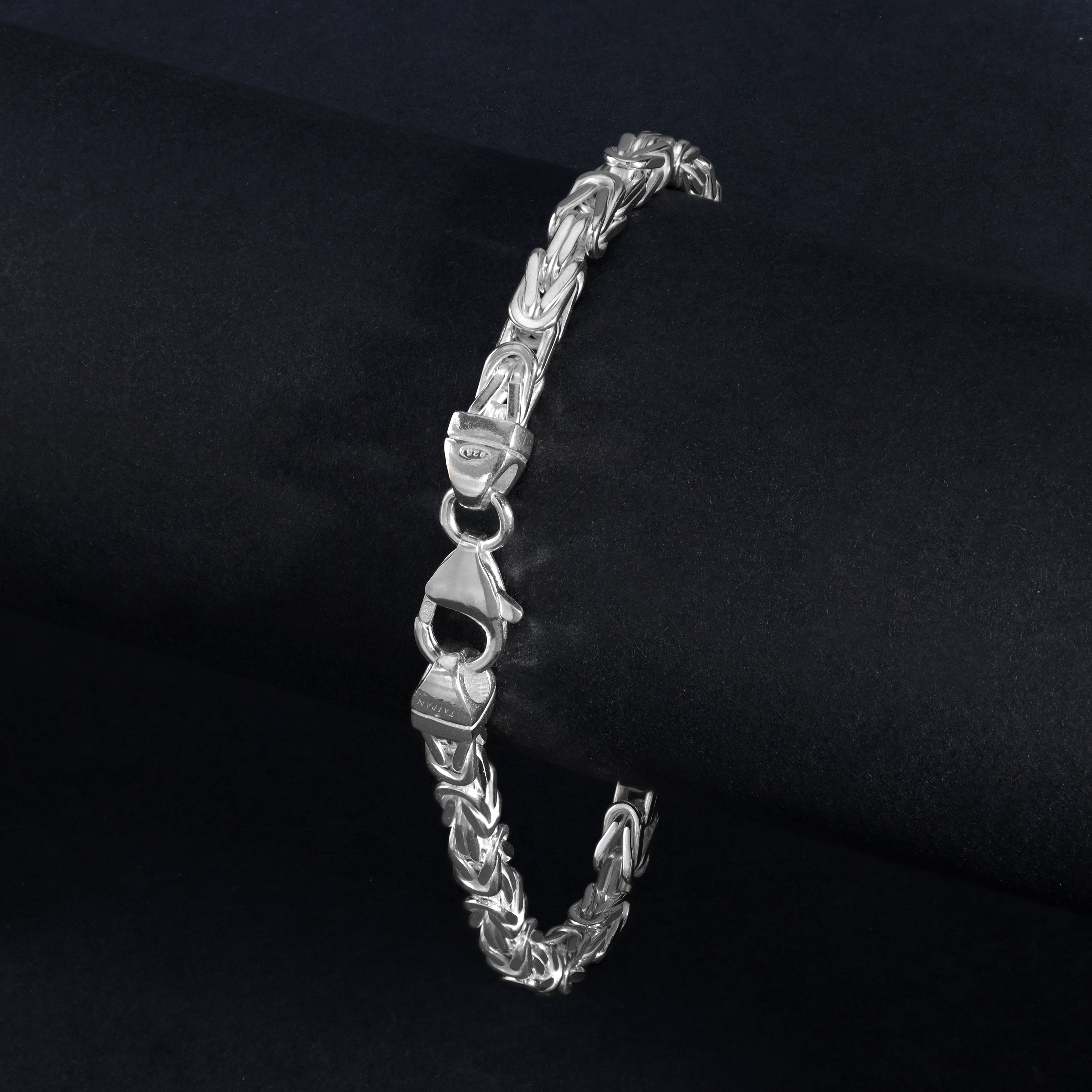 4mm Königskette Armband - 925 Silber massiv vierkant hochglanzpoliert - Taipan Schmuck