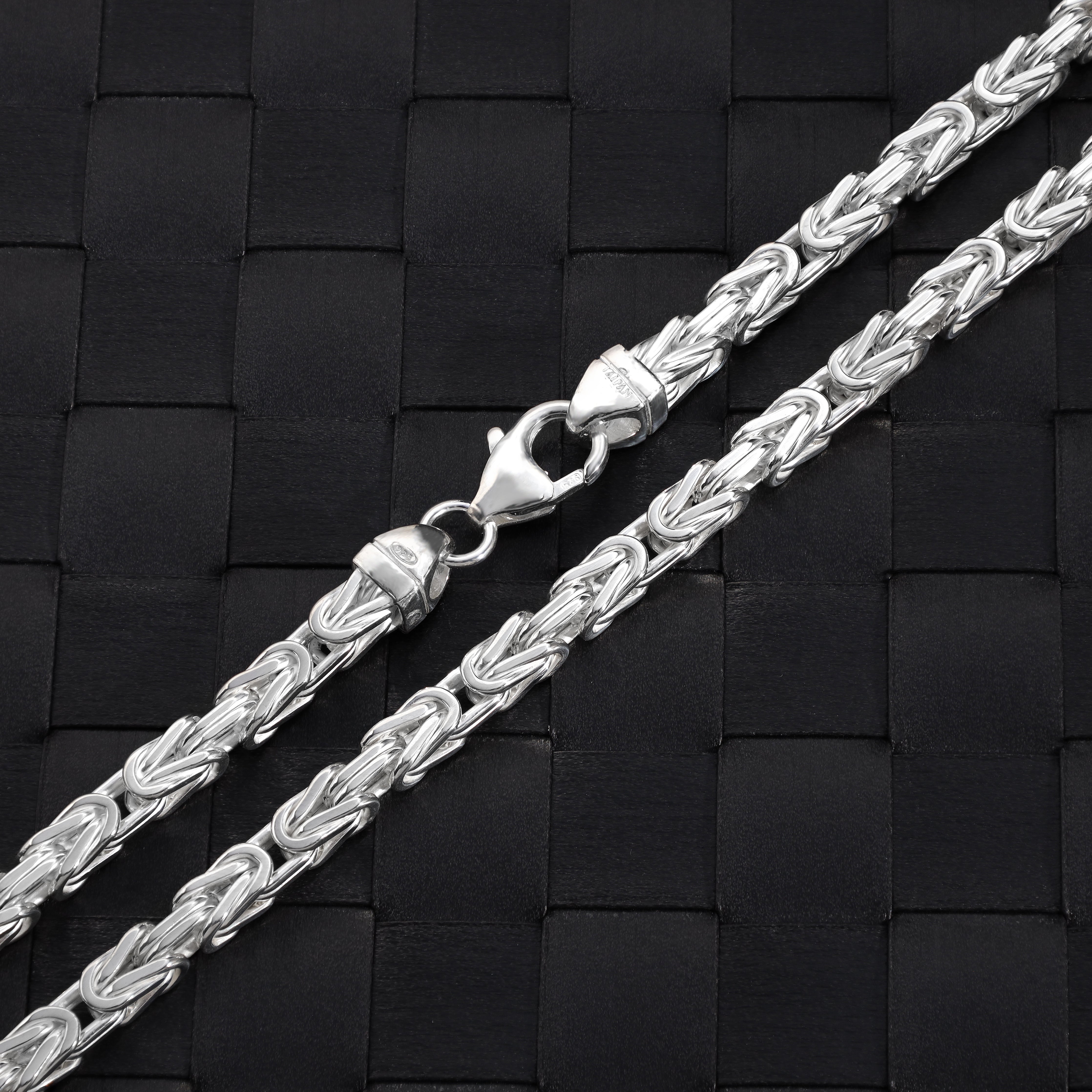 4mm Königskette - 925 Silber massiv vierkant hochglanzpoliert - Taipan Schmuck