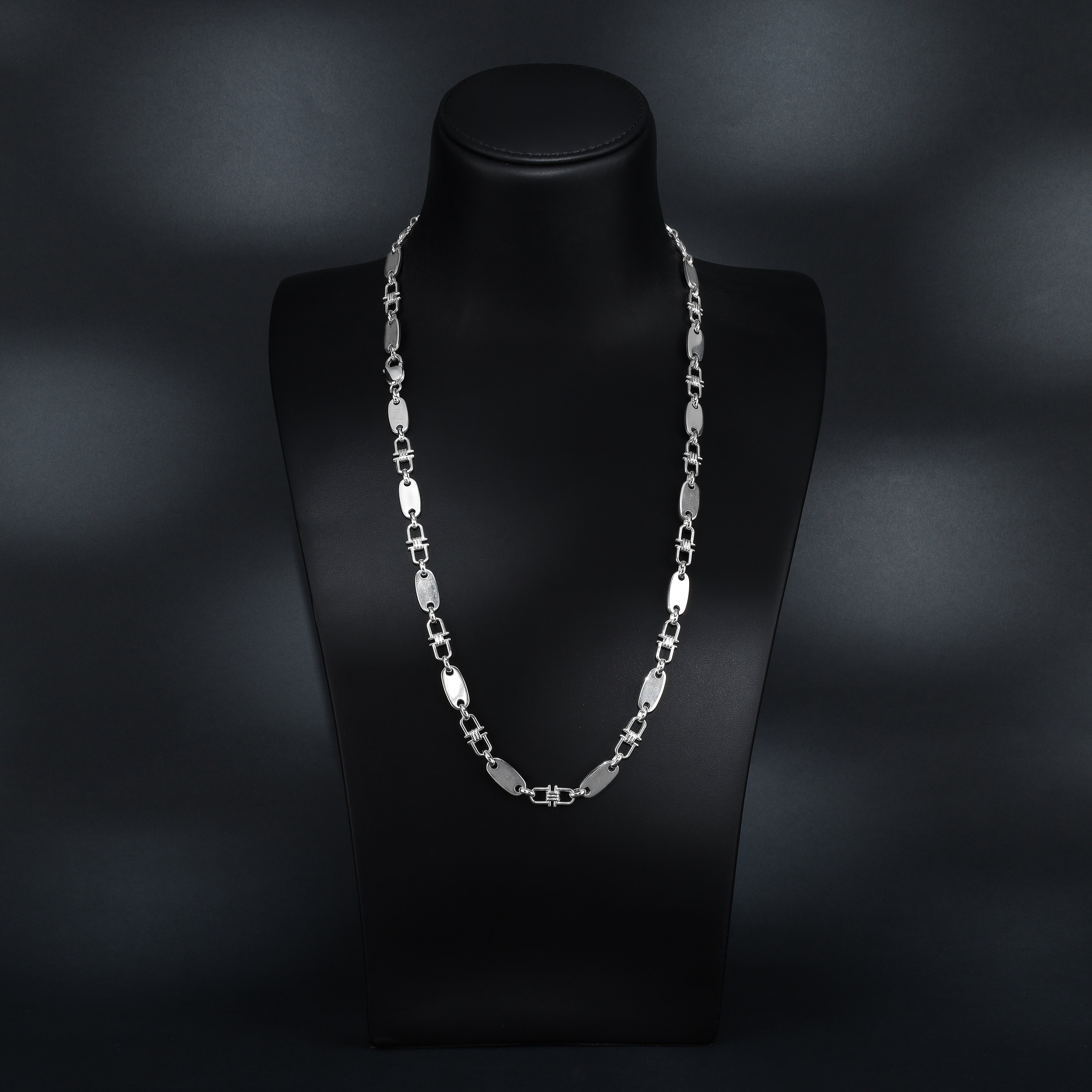 8mm Plattenkette bewegliche Steigbügelkette - 925 Silber - Taipan Schmuck