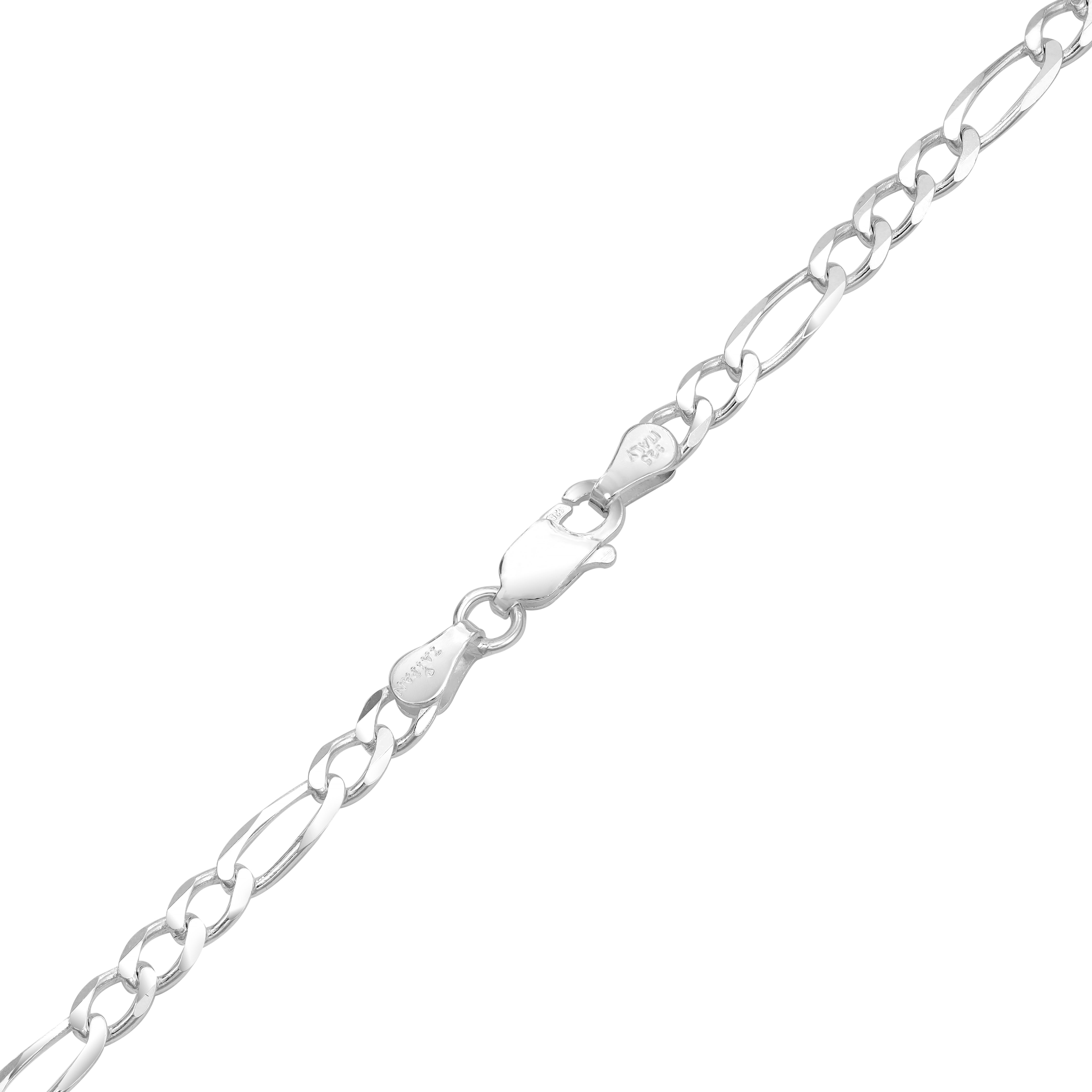 Figarokette 4mm breit 50cm lang 925 Sterlingsilber Made in Italy (K610) - Taipan Schmuck