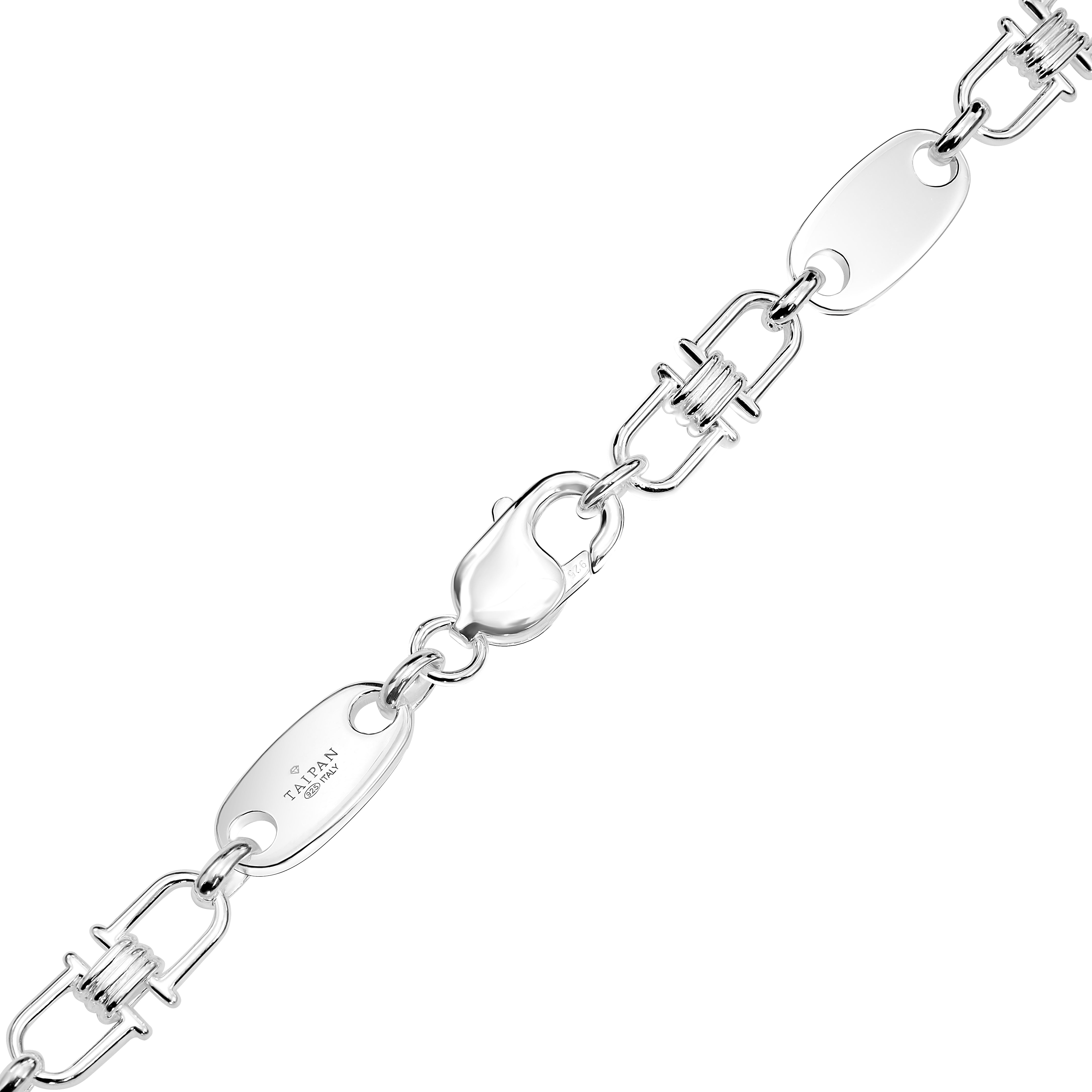 10mm Plattenkette bewegliche Steigbügelkette - 925 Silber - Taipan Schmuck