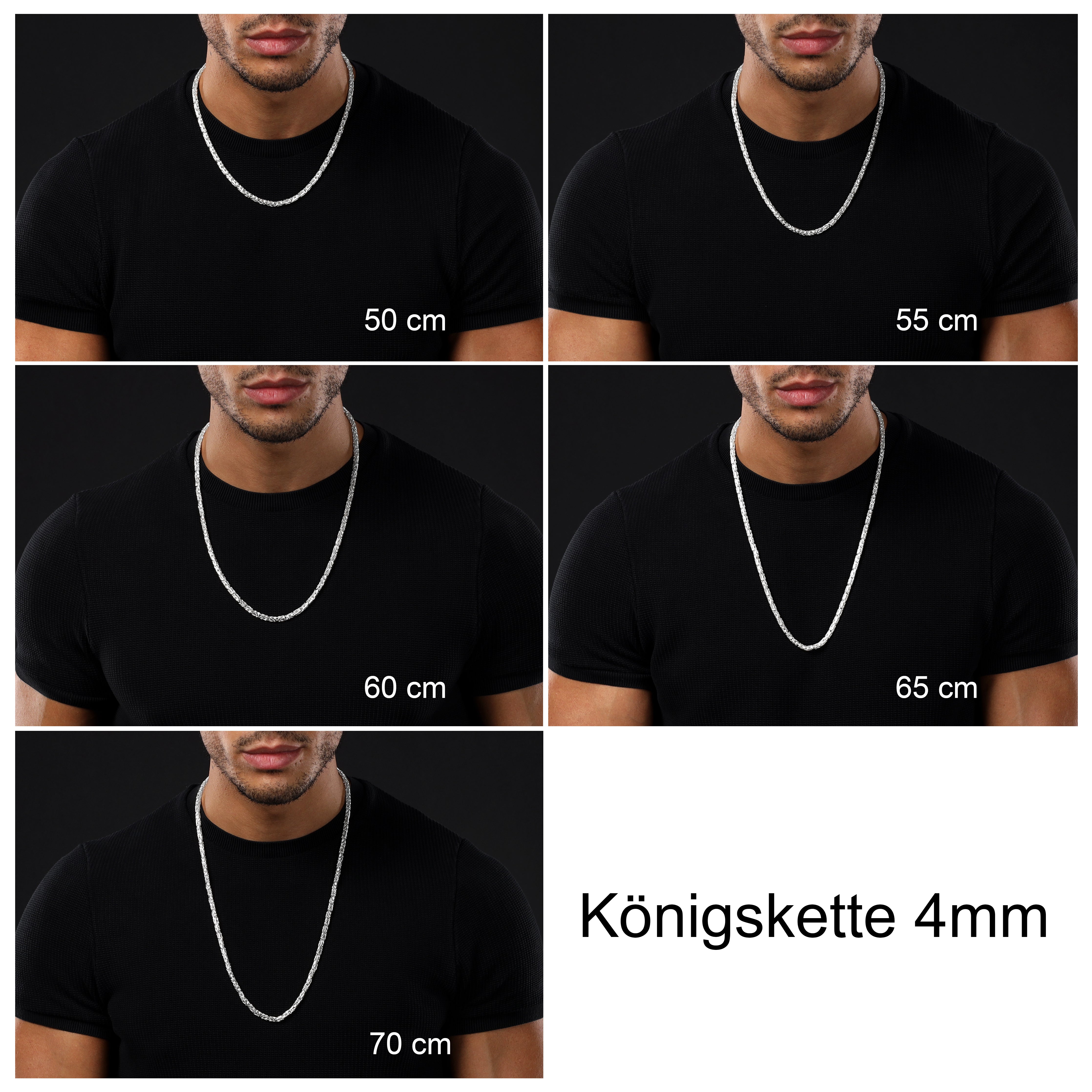 4mm Königskette - 925 Silber massiv vierkant hochglanzpoliert - Taipan Schmuck