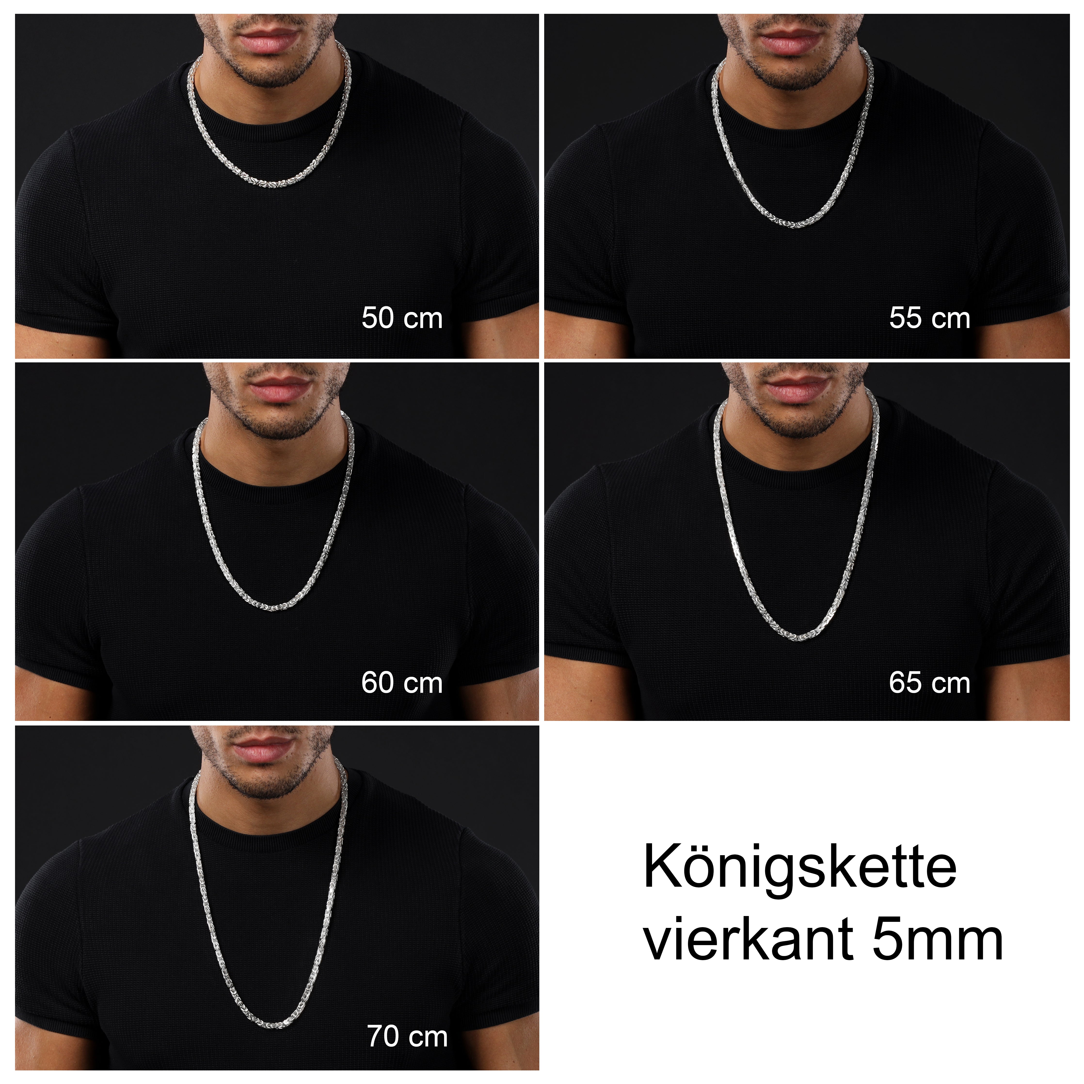 5mm Königskette - 925 Silber massiv vierkant - Taipan Schmuck