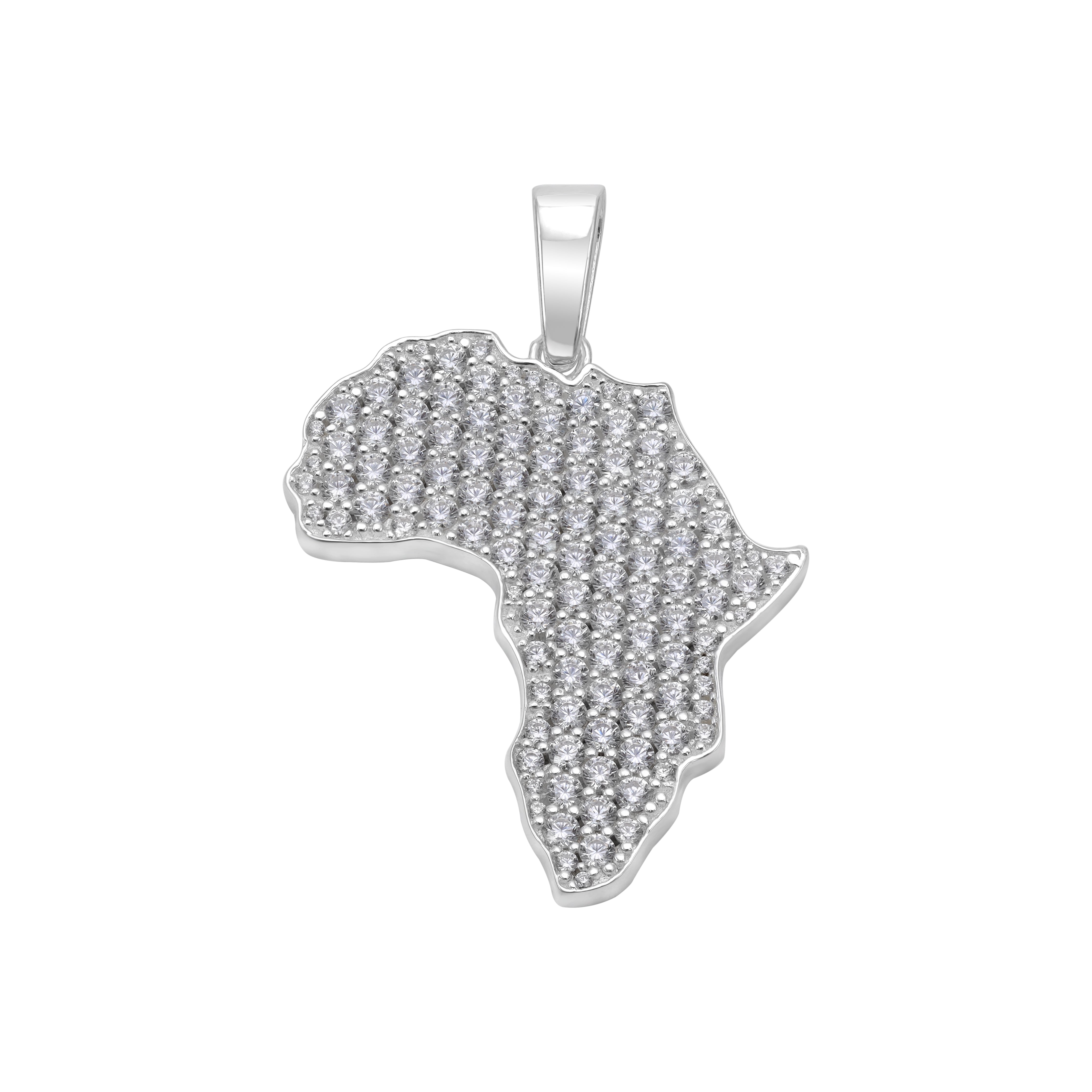 Iced Out Stil Africa Anhänger aus 925 Sterlingsilber (PE321) - Taipan Schmuck