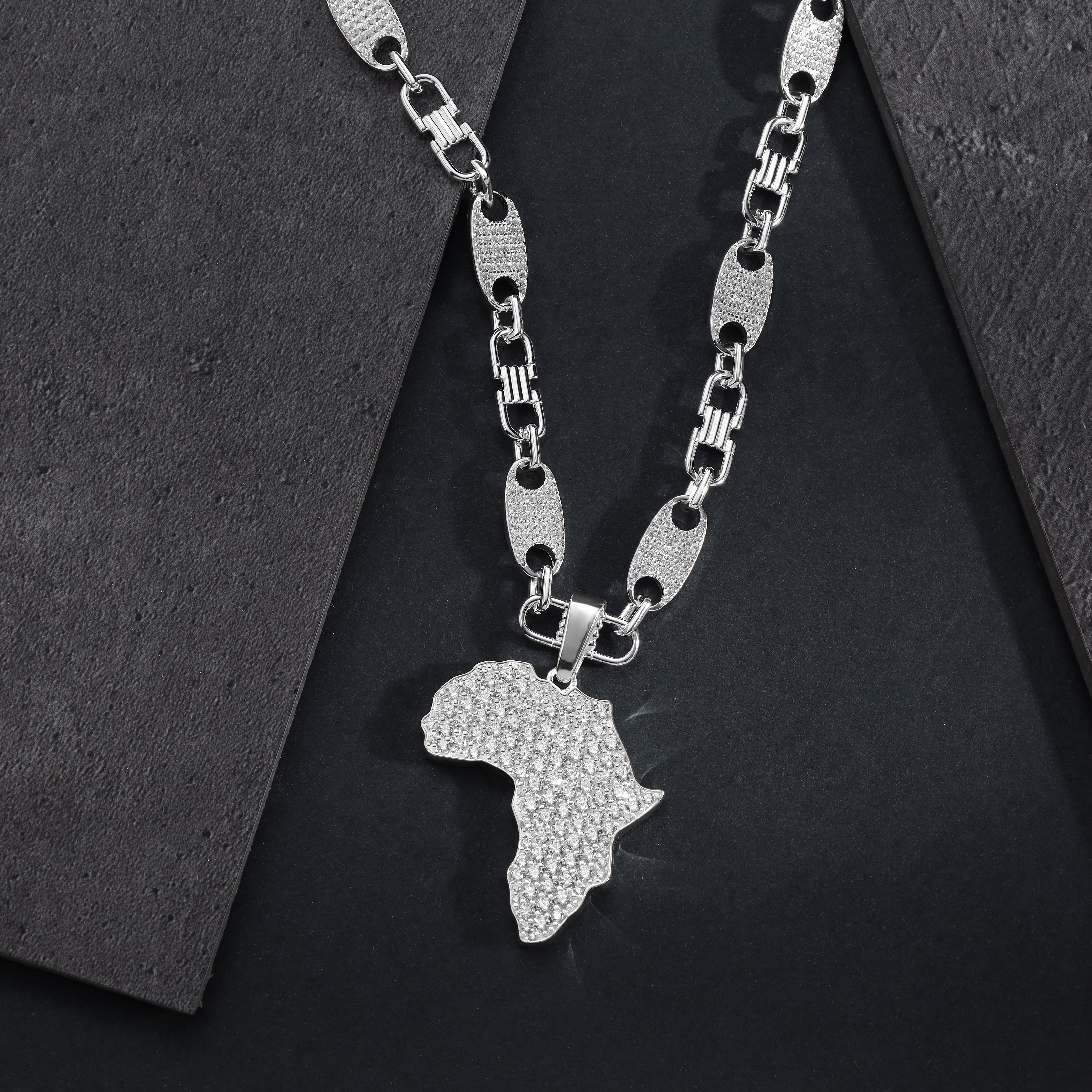 Iced Out Stil Africa Anhänger aus 925 Sterlingsilber (PE321) - Taipan Schmuck