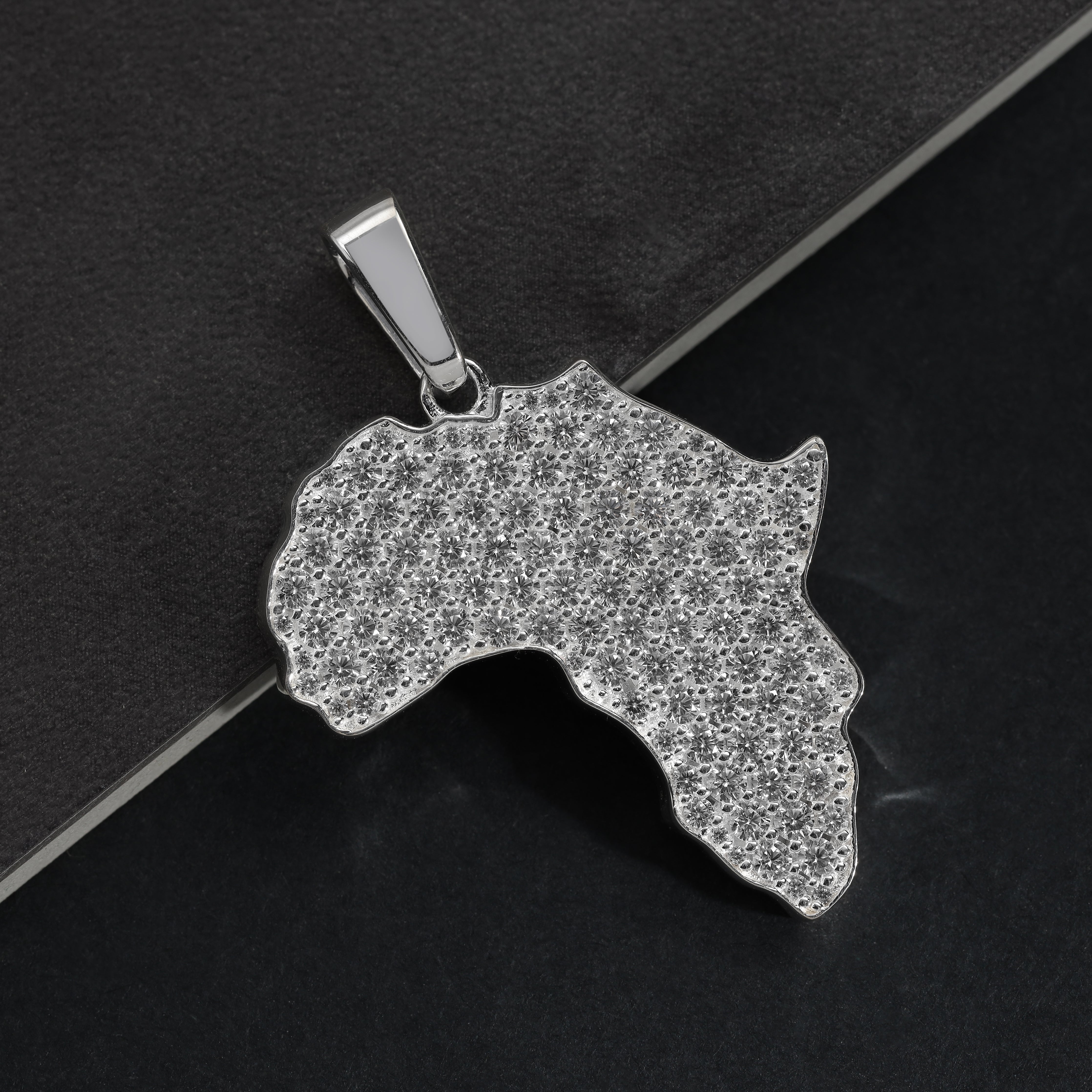 Iced Out Stil Africa Anhänger aus 925 Sterlingsilber (PE321) - Taipan Schmuck
