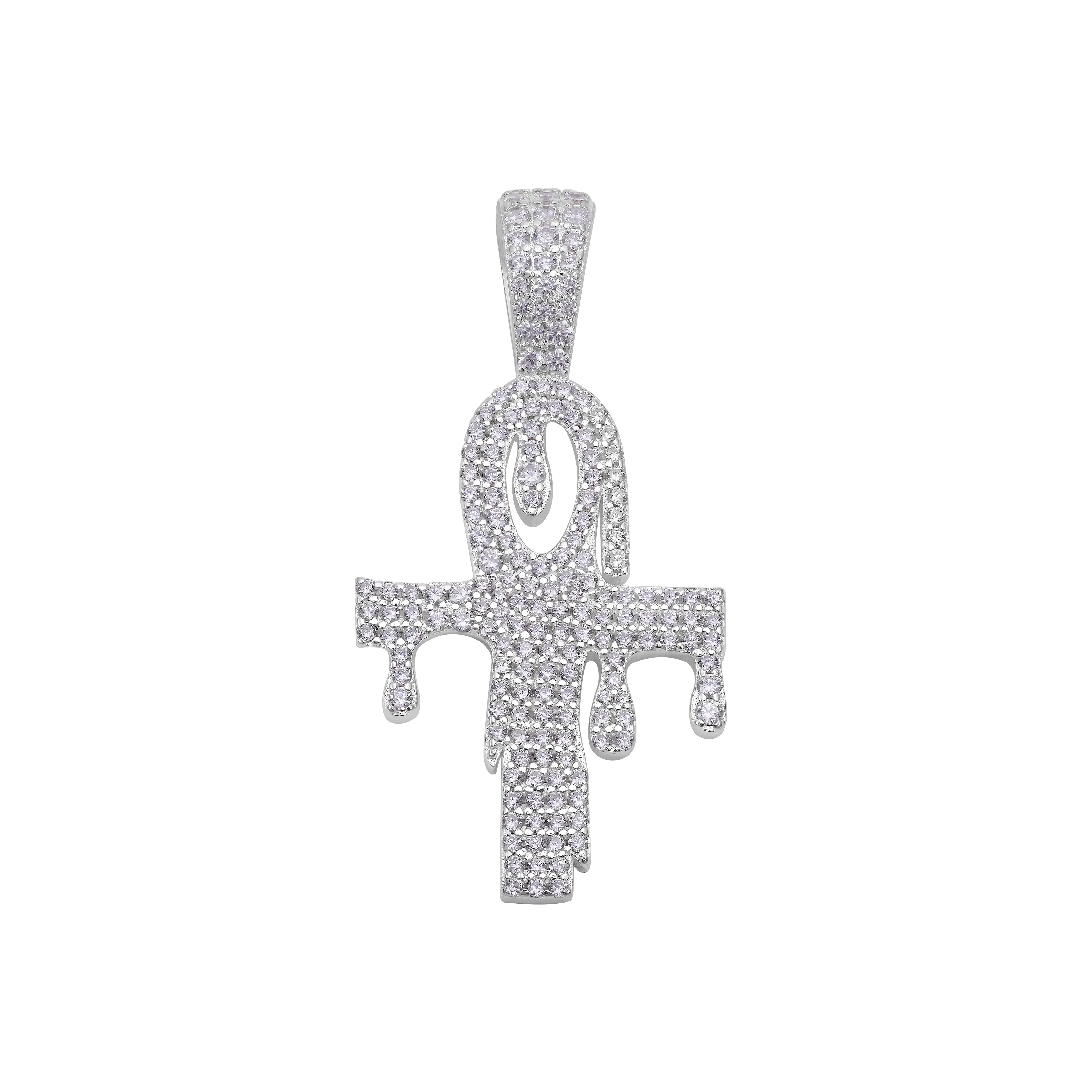 Iced Out Stil Kreuz Drip Anhänger aus 925 Sterlingsilber (PE324) - Taipan Schmuck