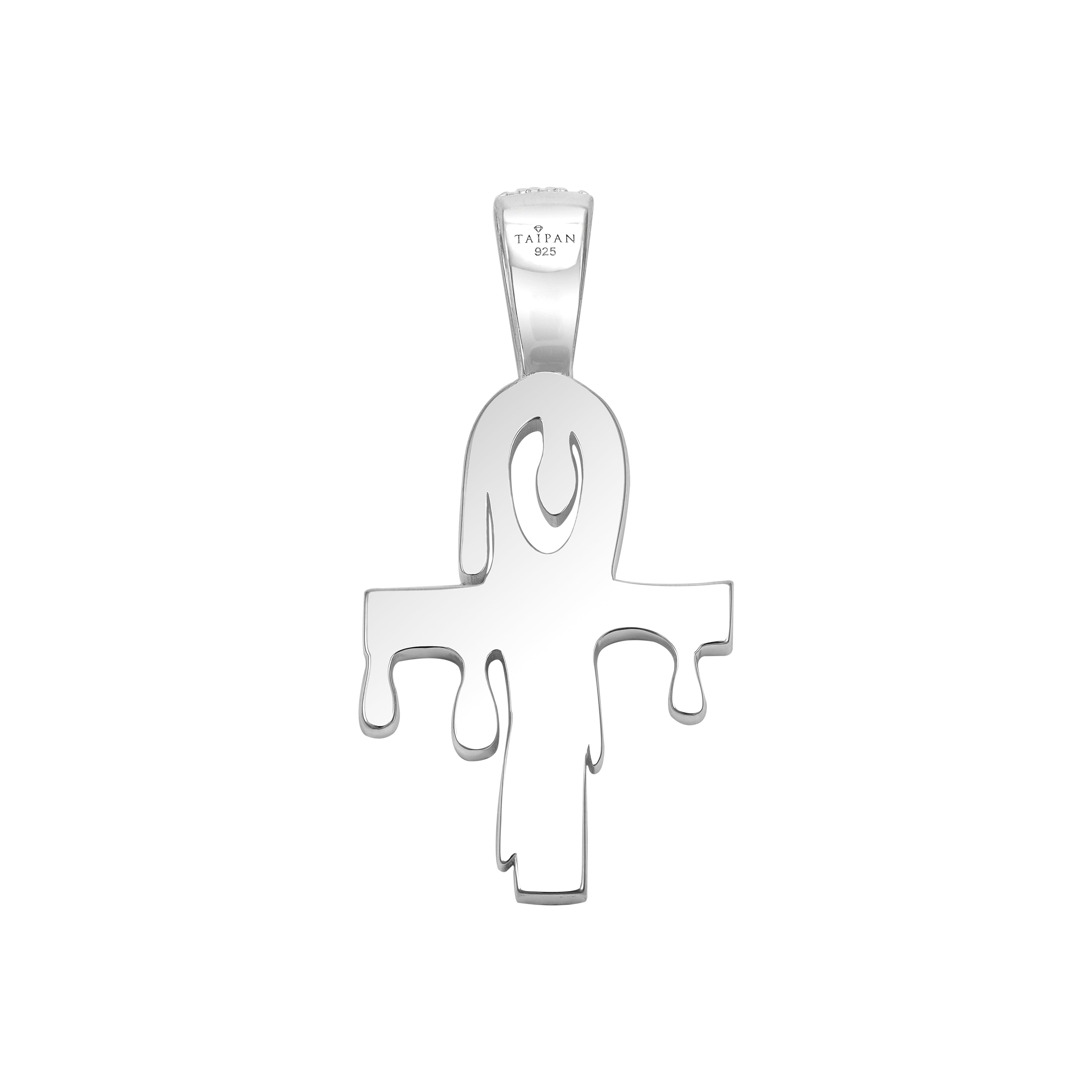 Iced Out Stil Kreuz Drip Anhänger aus 925 Sterlingsilber (PE324) - Taipan Schmuck