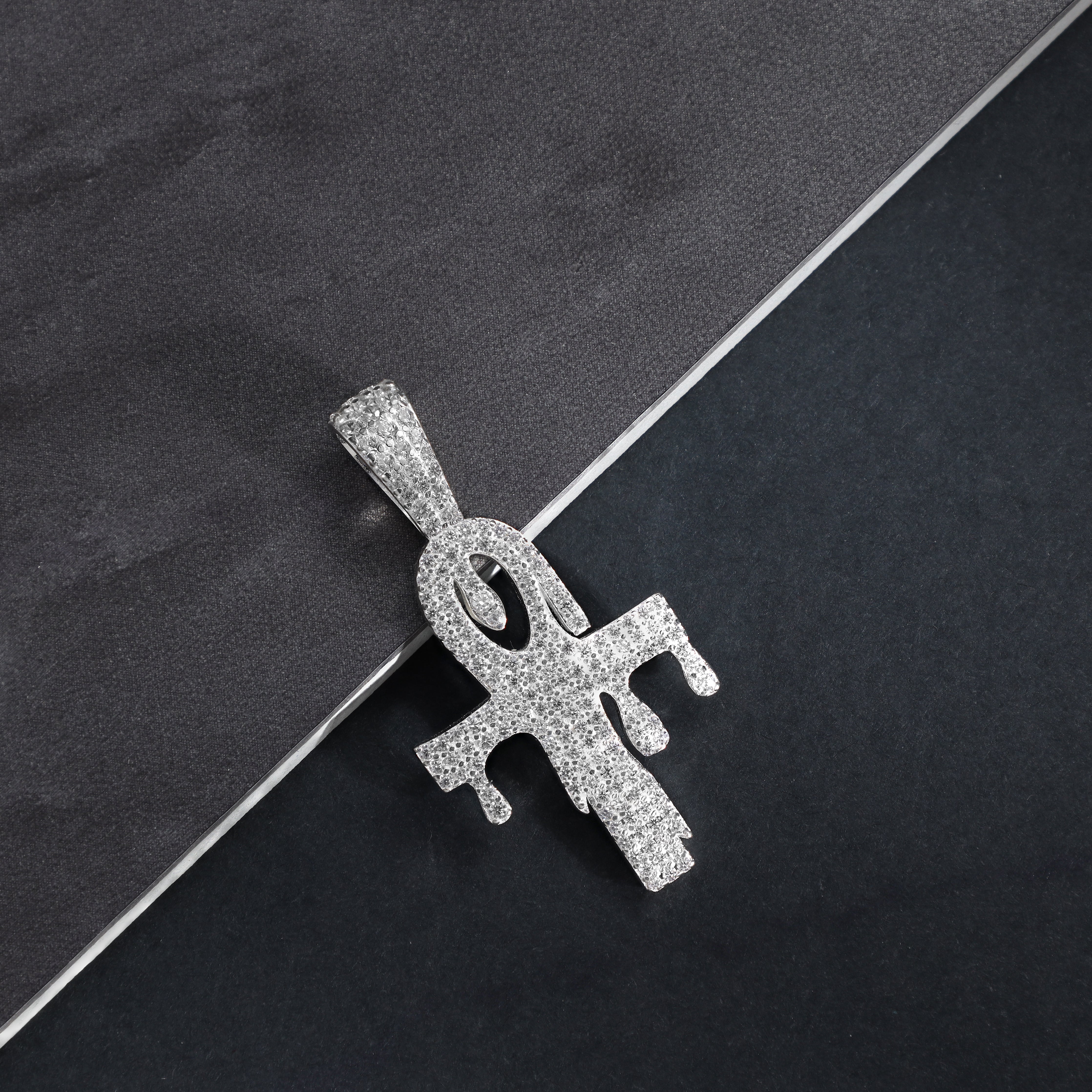 Iced Out Stil Kreuz Drip Anhänger aus 925 Sterlingsilber (PE324) - Taipan Schmuck