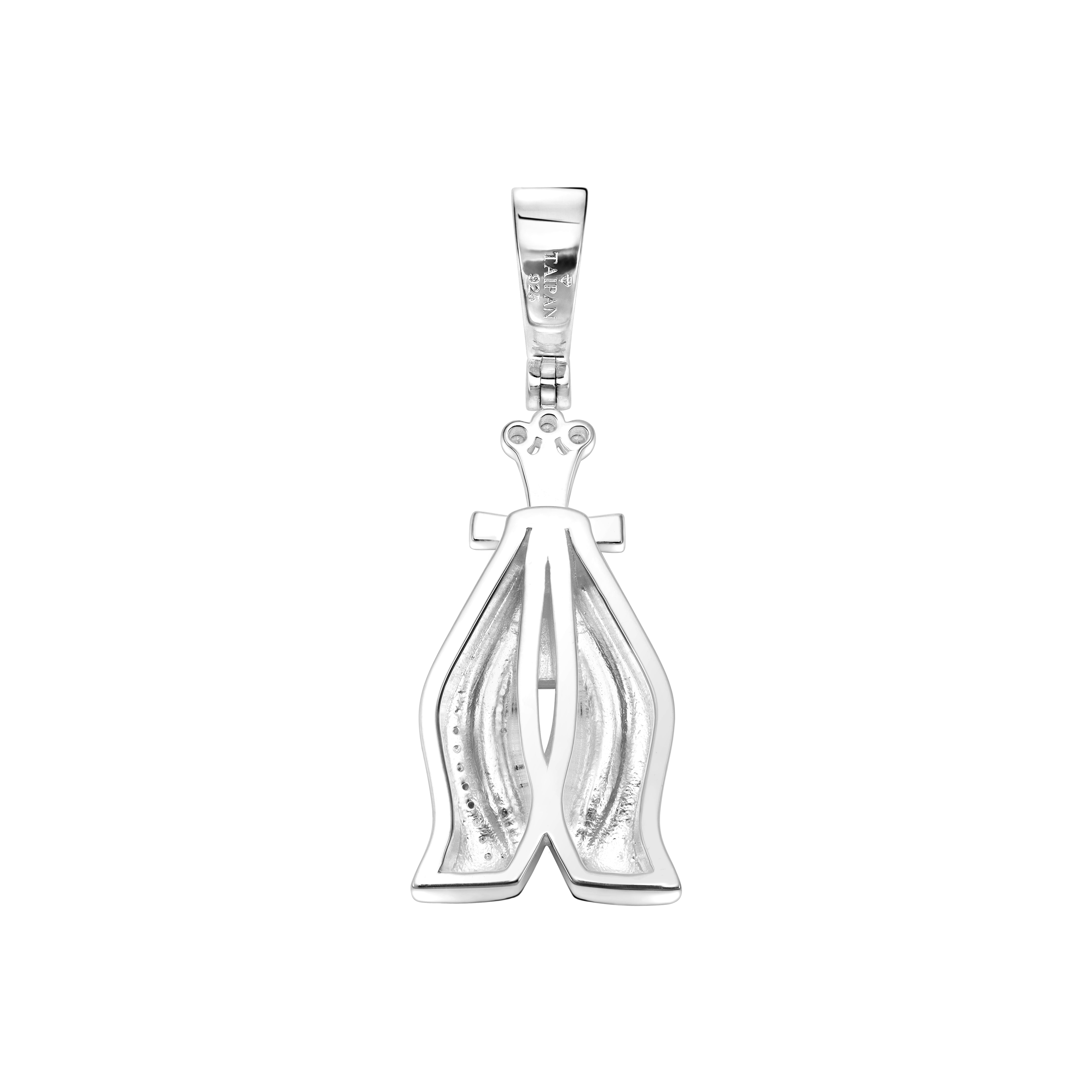 Iced Out Stil Kreuz mit betenden Händen Anhänger aus 925 Sterlingsilber (PE328) - Taipan Schmuck