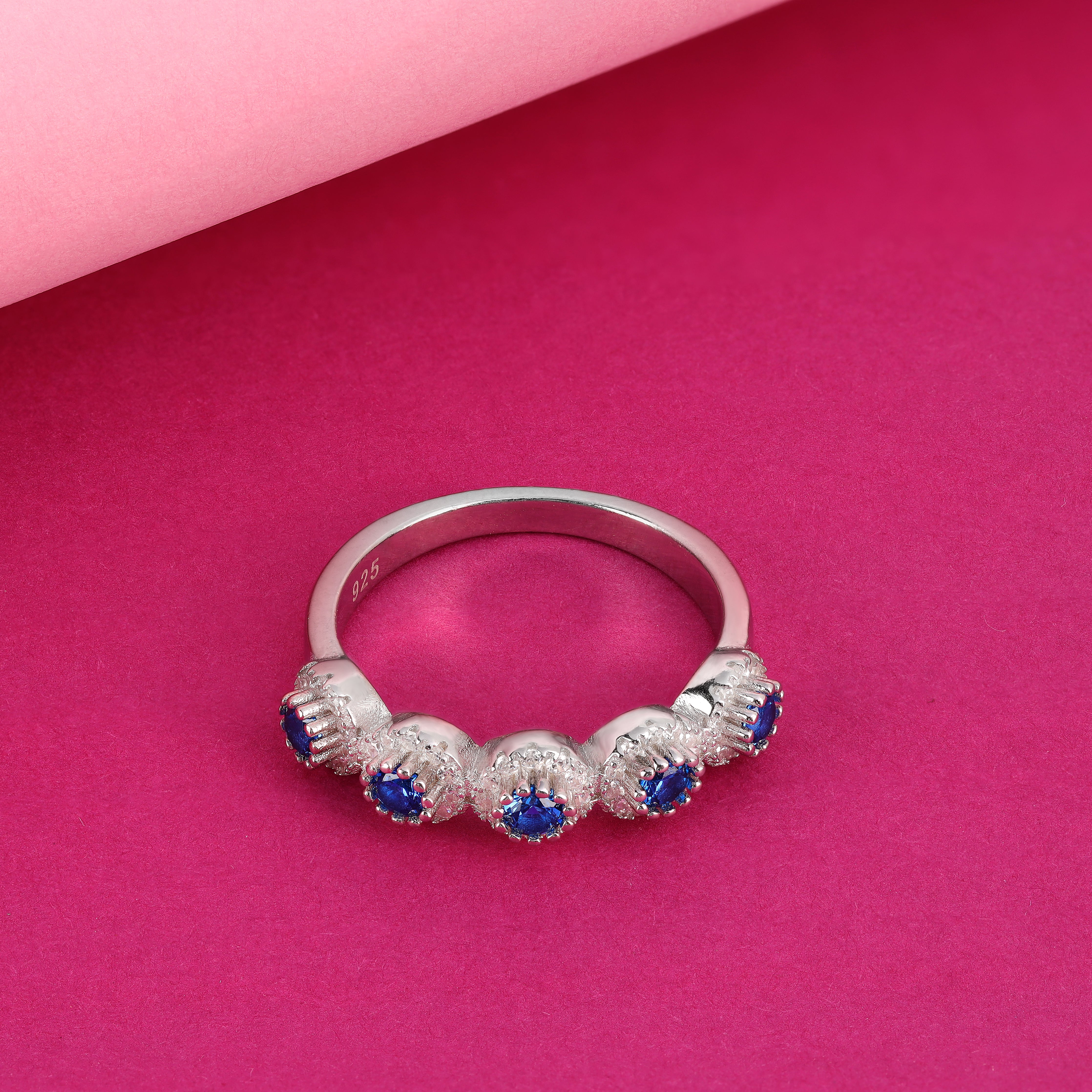 Blauer Iced Out Damen Ring Silberring Gr. 51/54/56/59 aus 925 Sterlingsilber - Taipan Schmuck