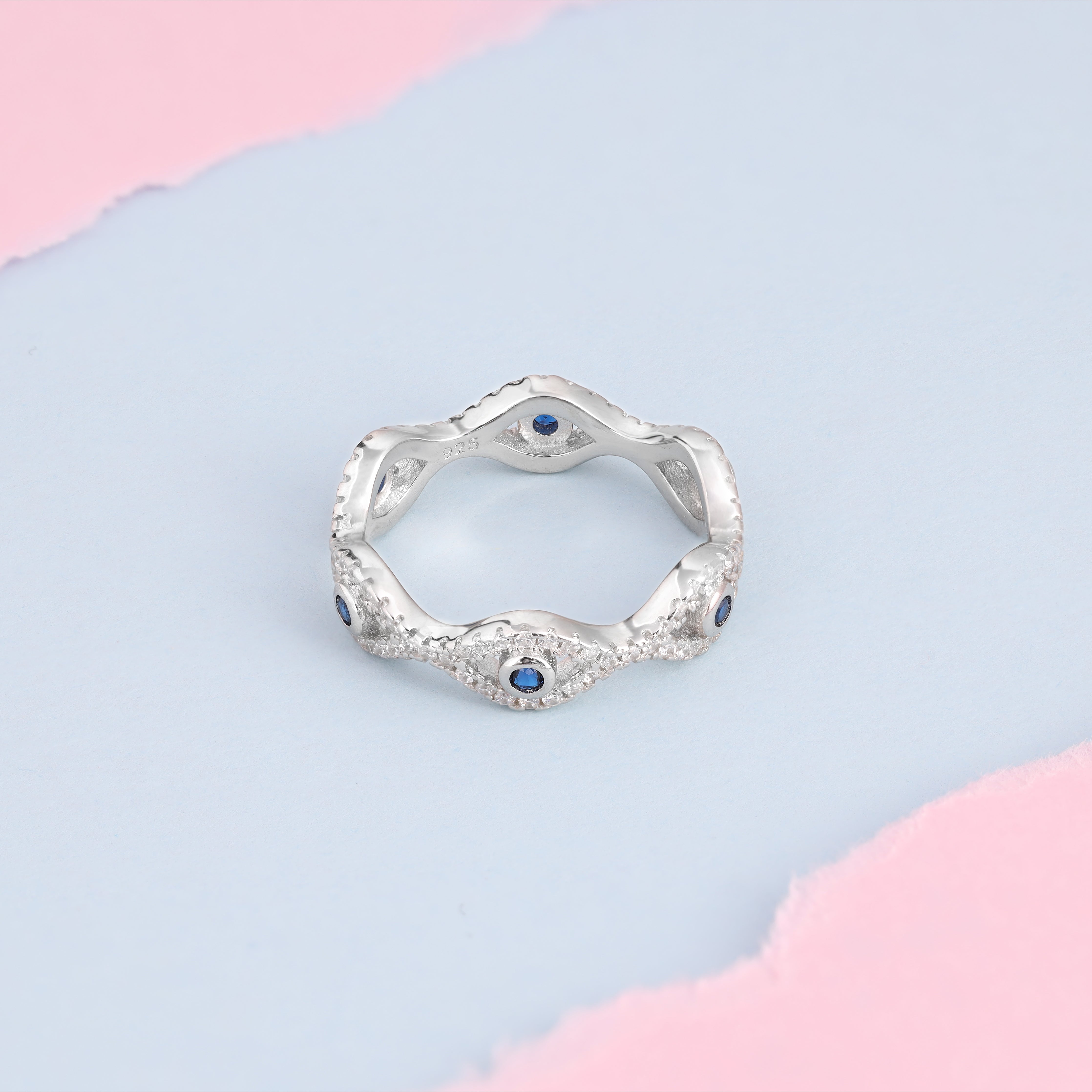 Blauer Damen Ring Silberring Größe 6-8  aus 925 Sterlingsilber - Taipan Schmuck