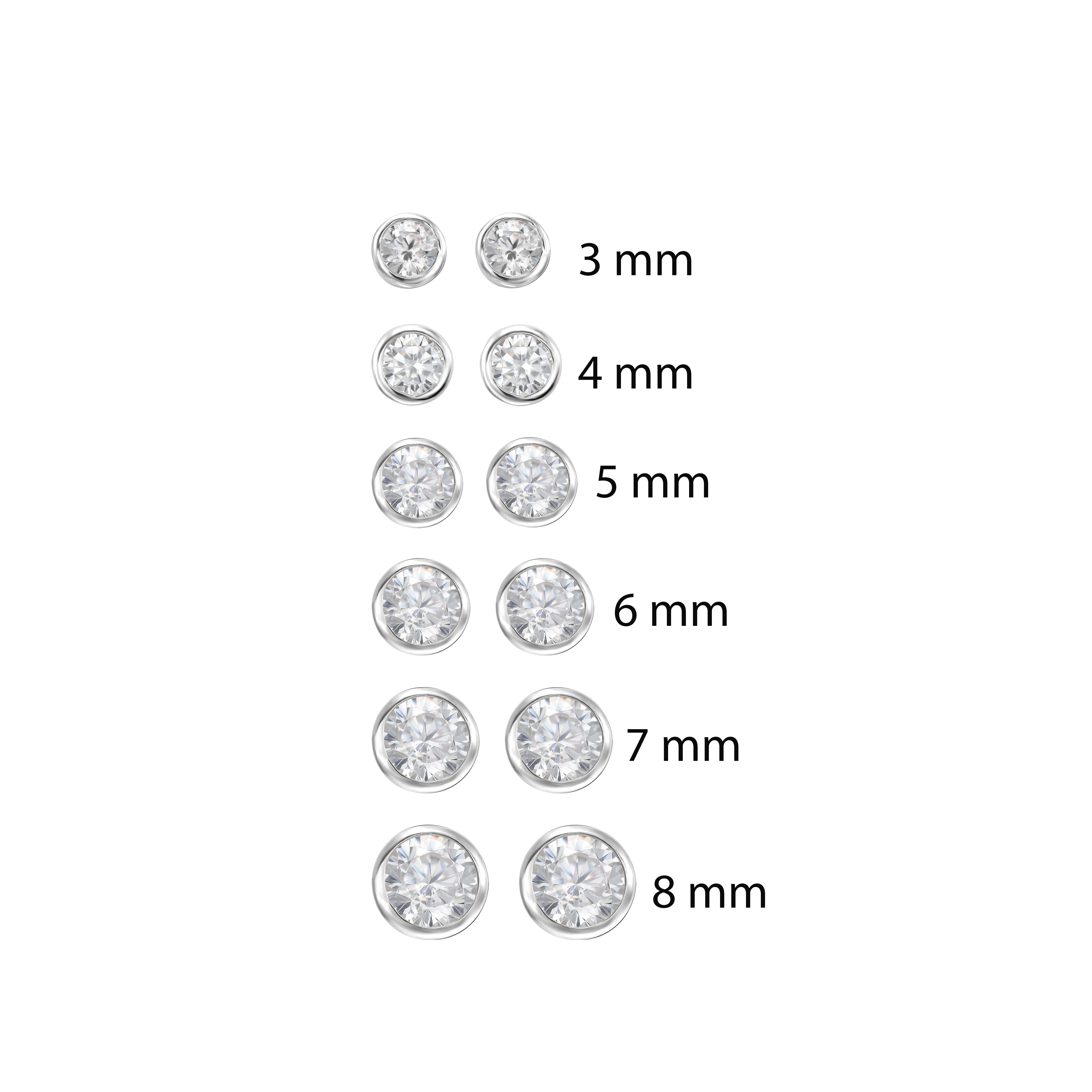 Iced Out Stil Ohrstecker 3-8mm studs rund unisex Ohrringe aus 925 Sterlingsilber - Taipan Schmuck
